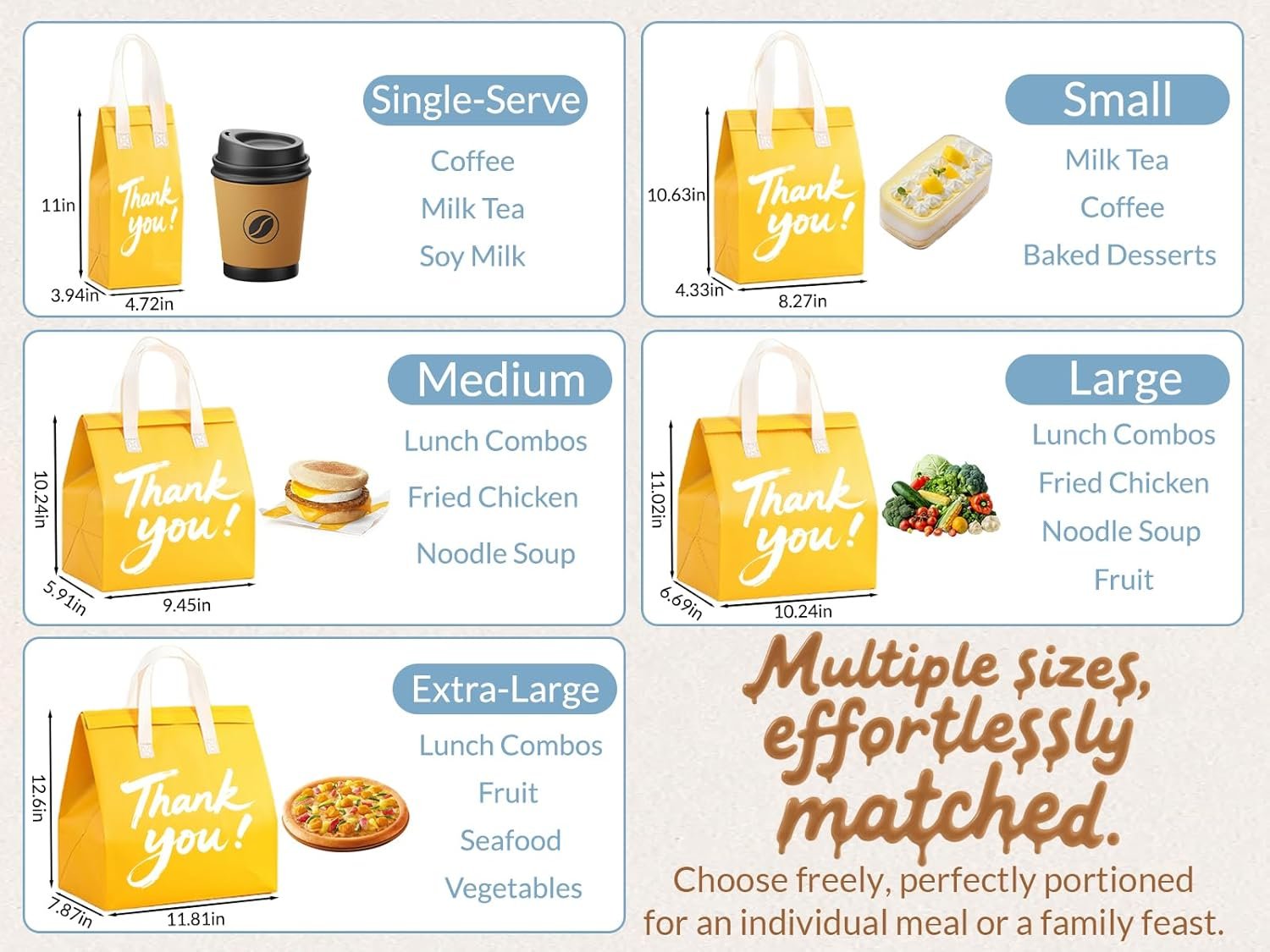 Marchio Bianco Borse Termiche Isolate per Asporto con Logo Personalizzato 100 Pz Riutilizzabili per Ristoranti dal Produttore Delivery Cibo Bevande Calde Fredde