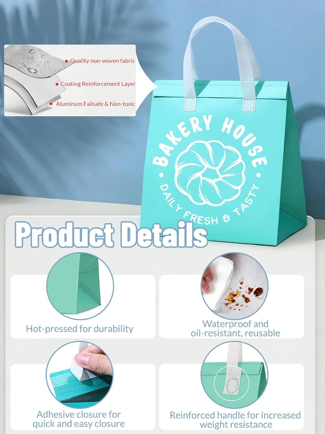 Marchio Bianco Borse Termiche Isolate per Asporto con Logo Personalizzato 100 Pz Riutilizzabili per Ristoranti dal Produttore Delivery Cibo Bevande Calde Fredde