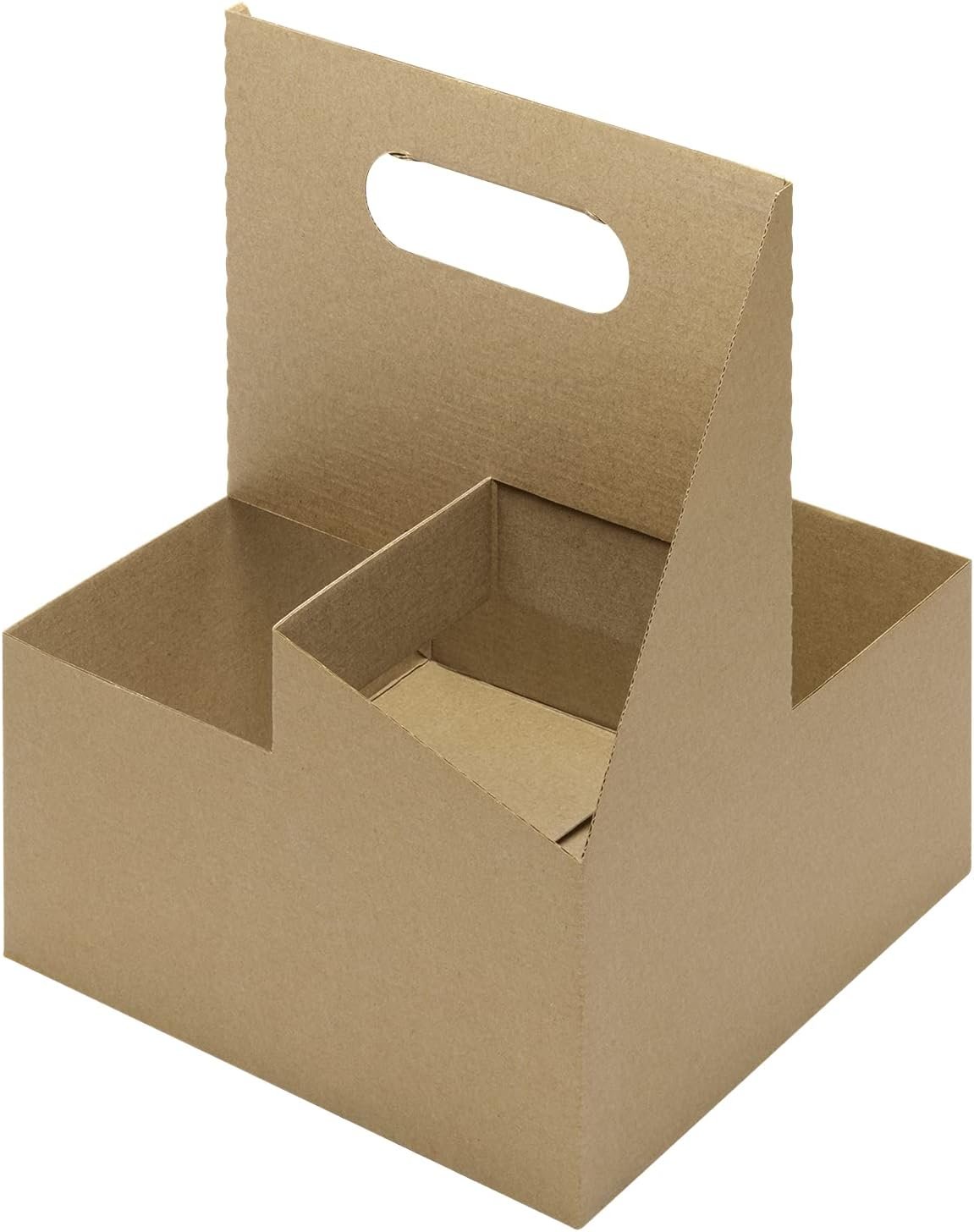 Marchio Bianco Portabevande in Cartone Kraft con Manico Robusto per Tazze 12-32 oz Bevande Calde/Fredde con Logo Personalizzato Ecologico Monouso Asporto 4 Tazze Produttore