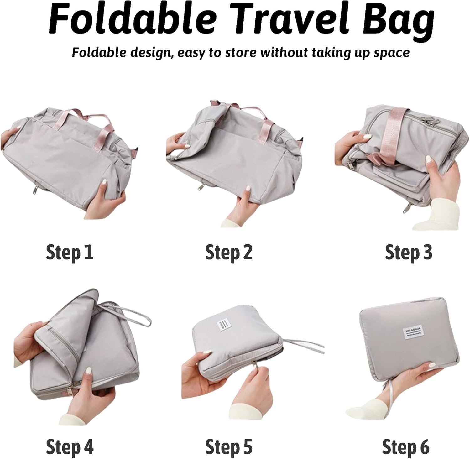 Marchio Bianco Borsa da Viaggio Weekender Duffel Grande Capacità Pieghevole con Logo Personalizzato Ricamato e Nome Separatore Asciutto Umedo e Comparto Scarpe per Uomo Donna Sport Danza Palestra del Produttore