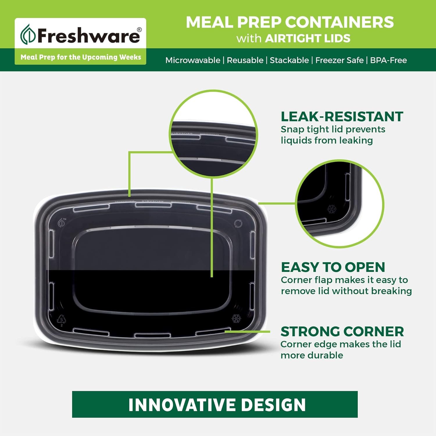 Marchio Bianco Contenitori Meal Prep [50 Pezzi] 1 Compartimento con Coperchi con Logo Personalizzato Senza BPA Impilabili Sicuri Microonde/Lavastoviglie/Congelatore (28 oz) dal Produttore