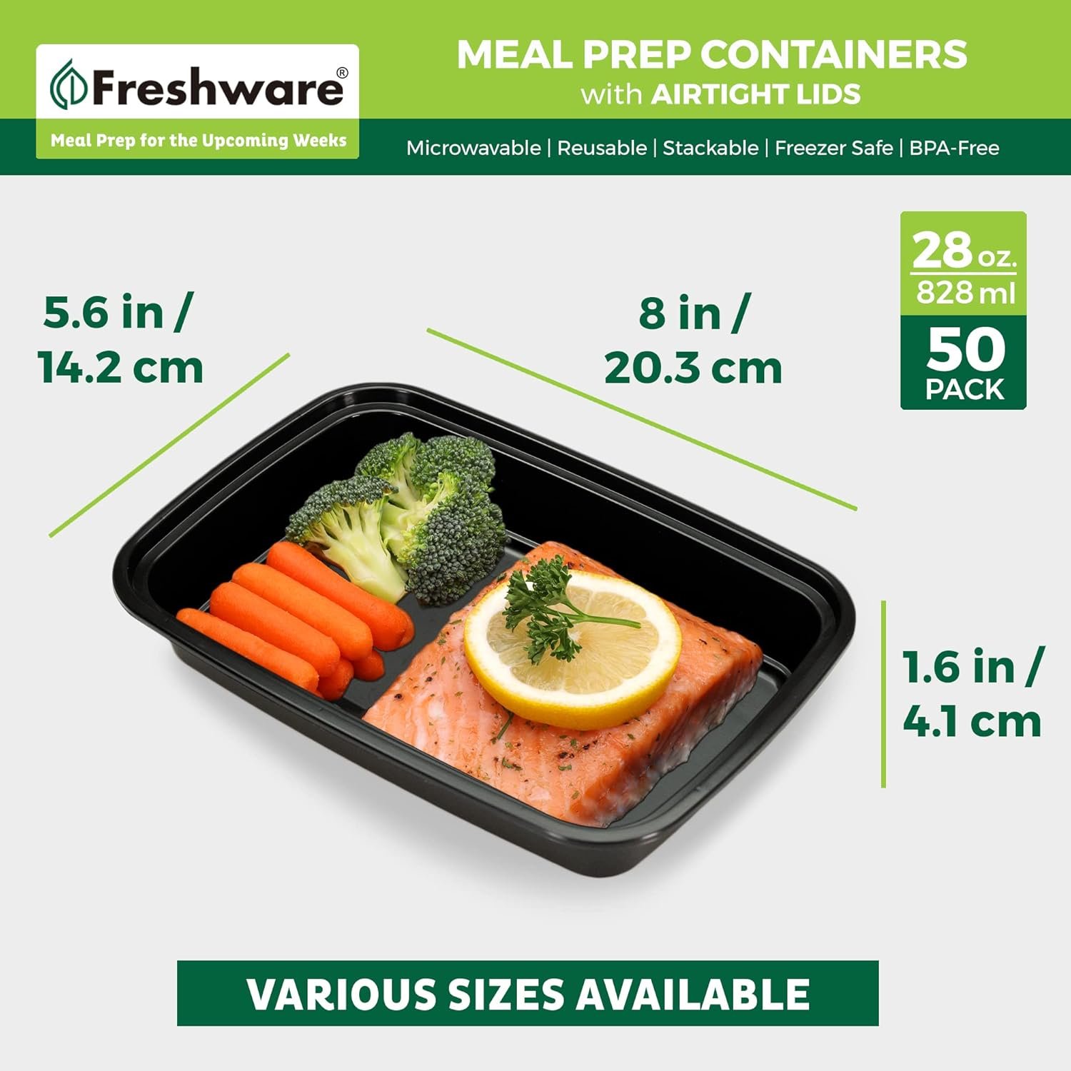Marchio Bianco Contenitori Meal Prep [50 Pezzi] 1 Compartimento con Coperchi con Logo Personalizzato Senza BPA Impilabili Sicuri Microonde/Lavastoviglie/Congelatore (28 oz) dal Produttore