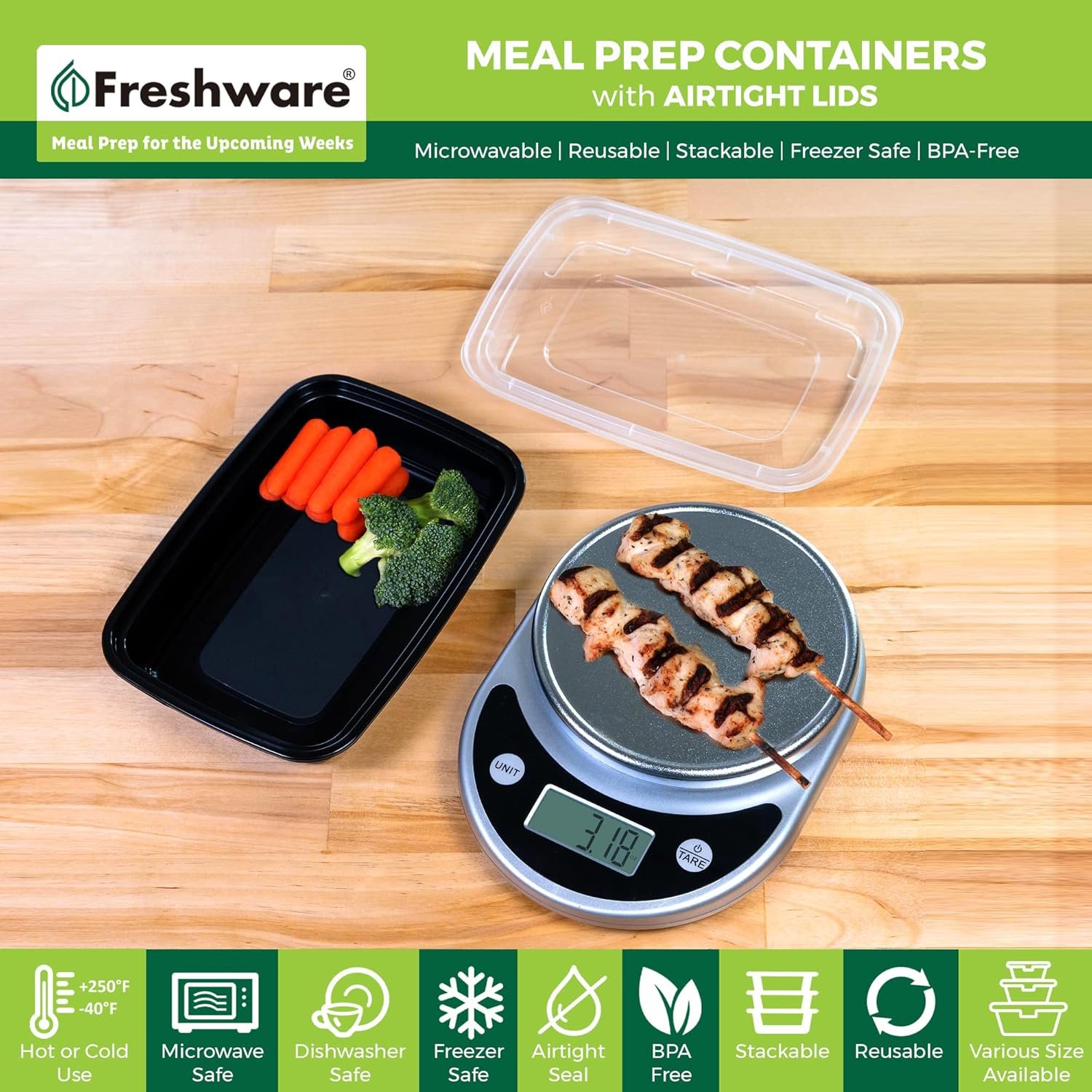 Marchio Bianco Contenitori Meal Prep [50 Pezzi] 1 Compartimento con Coperchi con Logo Personalizzato Senza BPA Impilabili Sicuri Microonde/Lavastoviglie/Congelatore (28 oz) dal Produttore