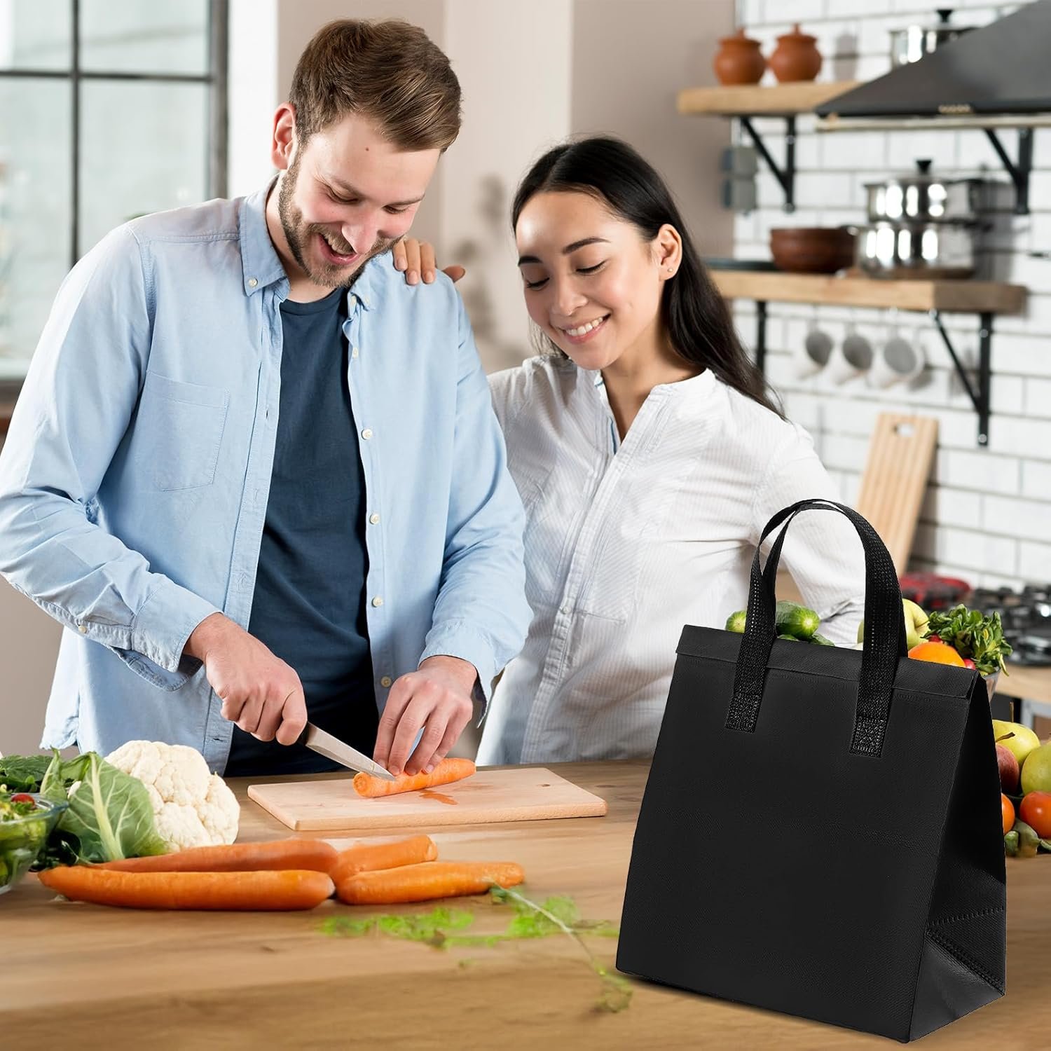 Marchio Bianco 50 Borse Termiche Isolate da Asporto con Isolamento Termico per Caffè Tè al Latte Cene Take Away Frutti di Mare Freschi Cibi Caldi o Freddi per Ristoranti Negozi al Dettaglio Picnic BBQ Nero con Logo Personalizzato dal Produttore