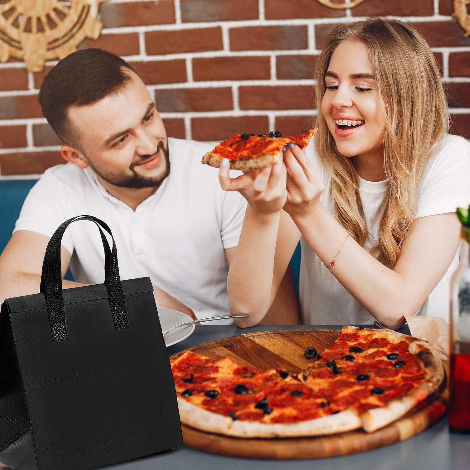 Marchio Bianco 50 Borse Termiche Isolate da Asporto con Isolamento Termico per Caffè Tè al Latte Cene Take Away Frutti di Mare Freschi Cibi Caldi o Freddi per Ristoranti Negozi al Dettaglio Picnic BBQ Nero con Logo Personalizzato dal Produttore