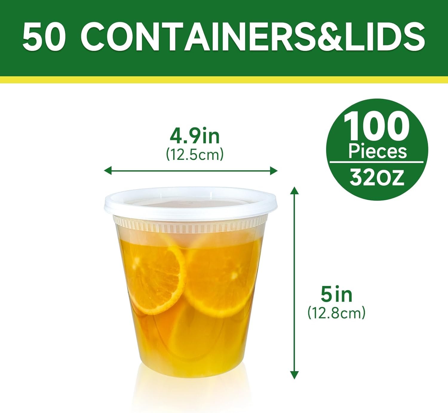 Logo Personalizzato 50 Set Contenitori Deli da 32 oz Marchio Bianco con Coperchi Ermetici in Plastica Senza BPA per Asporto Conservazione Alimenti Preparazione Pasti Sicuri per Congelatore Microonde Lavastoviglie Fornitore