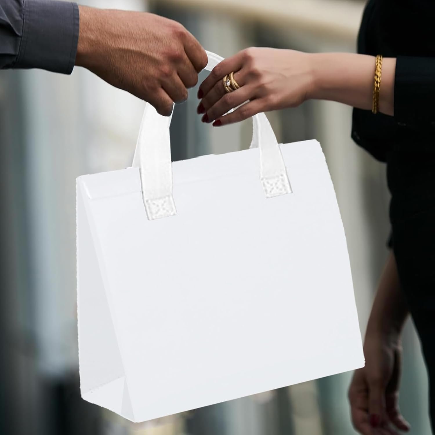Logo Personalizzato 25 Pz Borse Termiche Isolate Take Away Bulk 6 x 9.5 x 10 Inch Bianche Marchio Bianco Monouso per Cibi Caldi e Freddi Food Delivery Fornitore