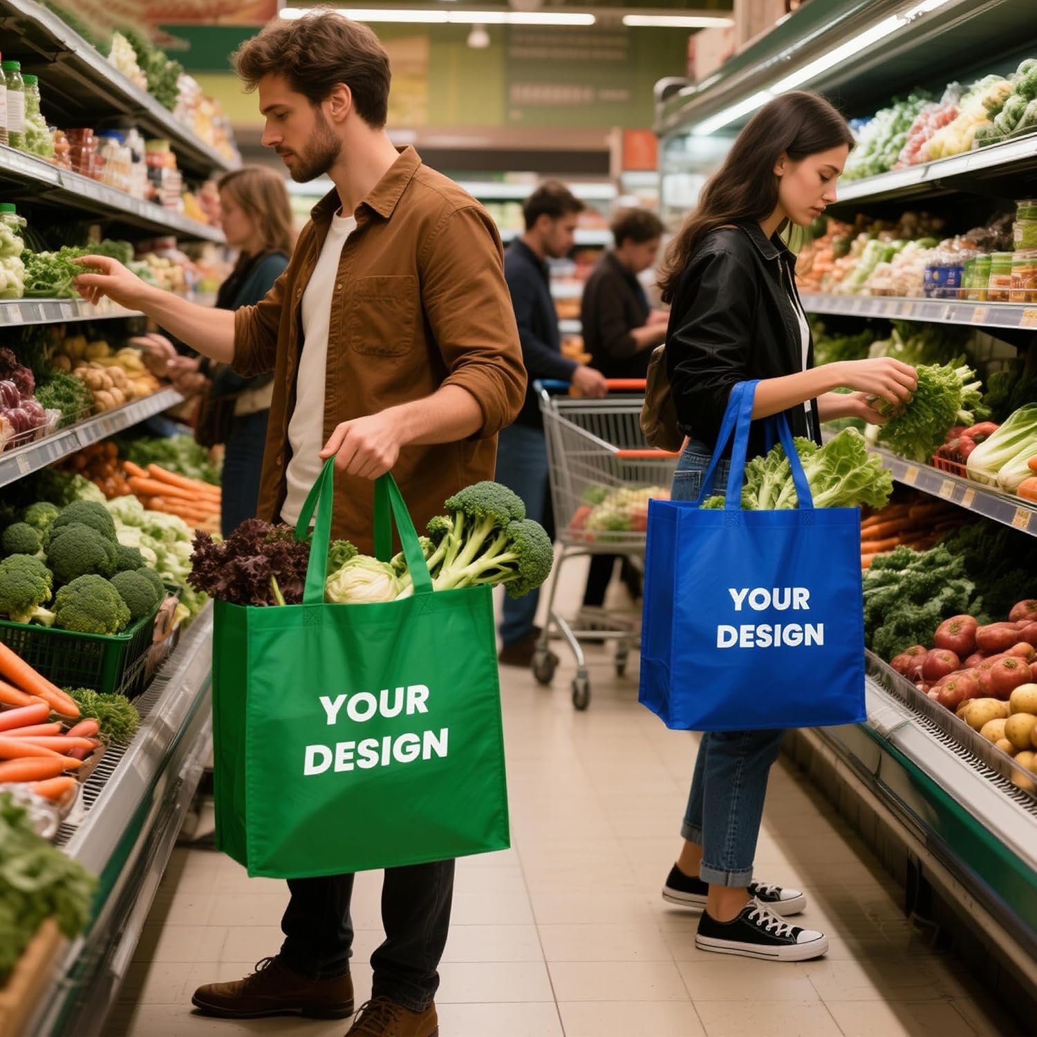 Marchio Bianco Borse Tote Personalizzate Confezione 100/200 con Logo Personalizzato Borse Spesa Bulk Riutilizzabili Manici Resistenti all'Acqua per Promozioni Branding Fiere del Produttore