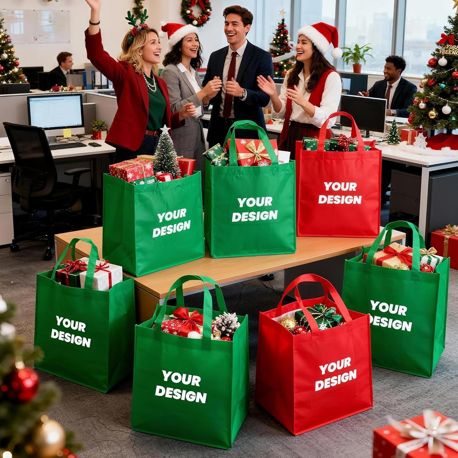 Marchio Bianco Borse Tote Personalizzate Confezione 100/200 con Logo Personalizzato Borse Spesa Bulk Riutilizzabili Manici Resistenti all'Acqua per Promozioni Branding Fiere del Produttore