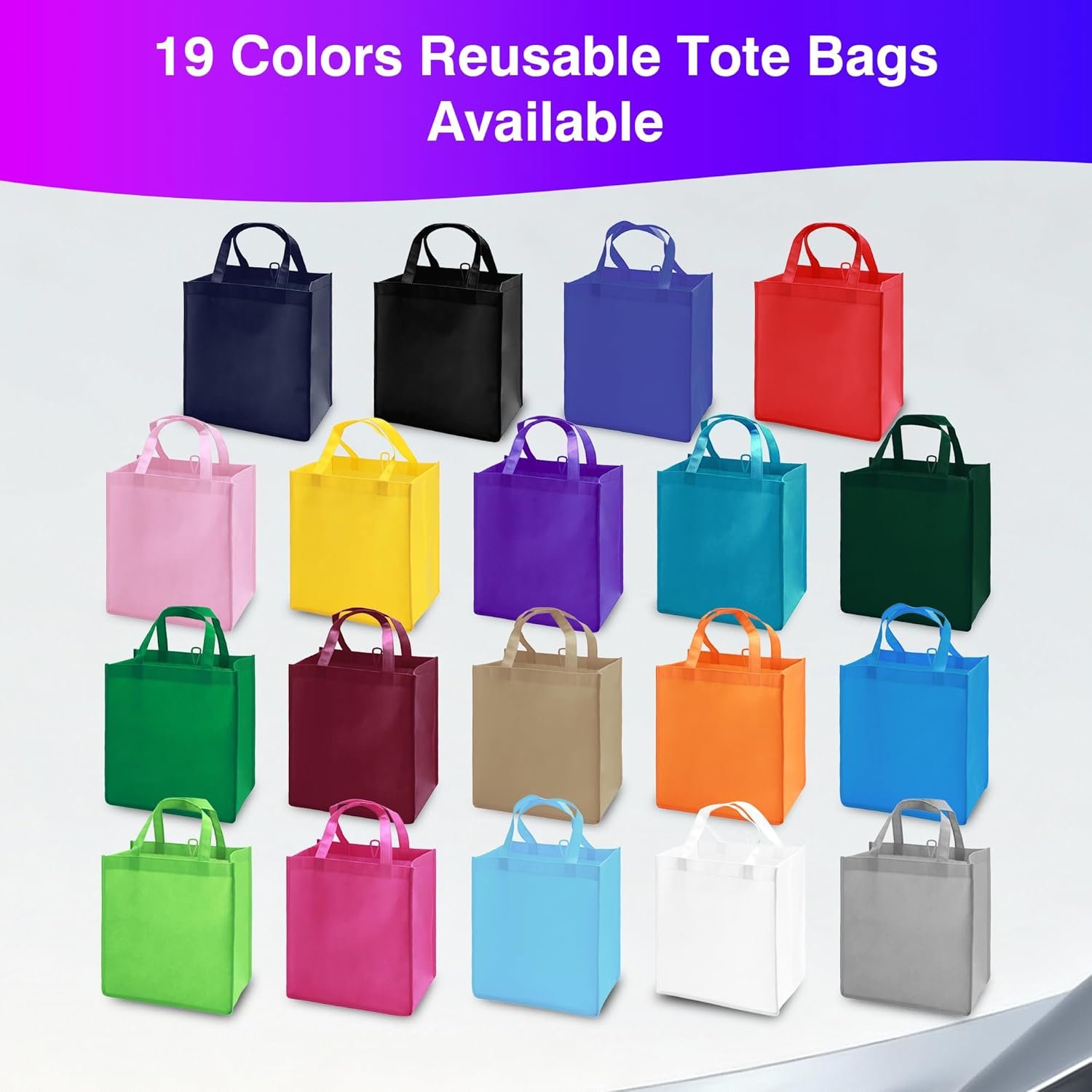 Marchio Bianco Borse Tote Personalizzate Confezione 100/200 con Logo Personalizzato Borse Spesa Bulk Riutilizzabili Manici Resistenti all'Acqua per Promozioni Branding Fiere del Produttore