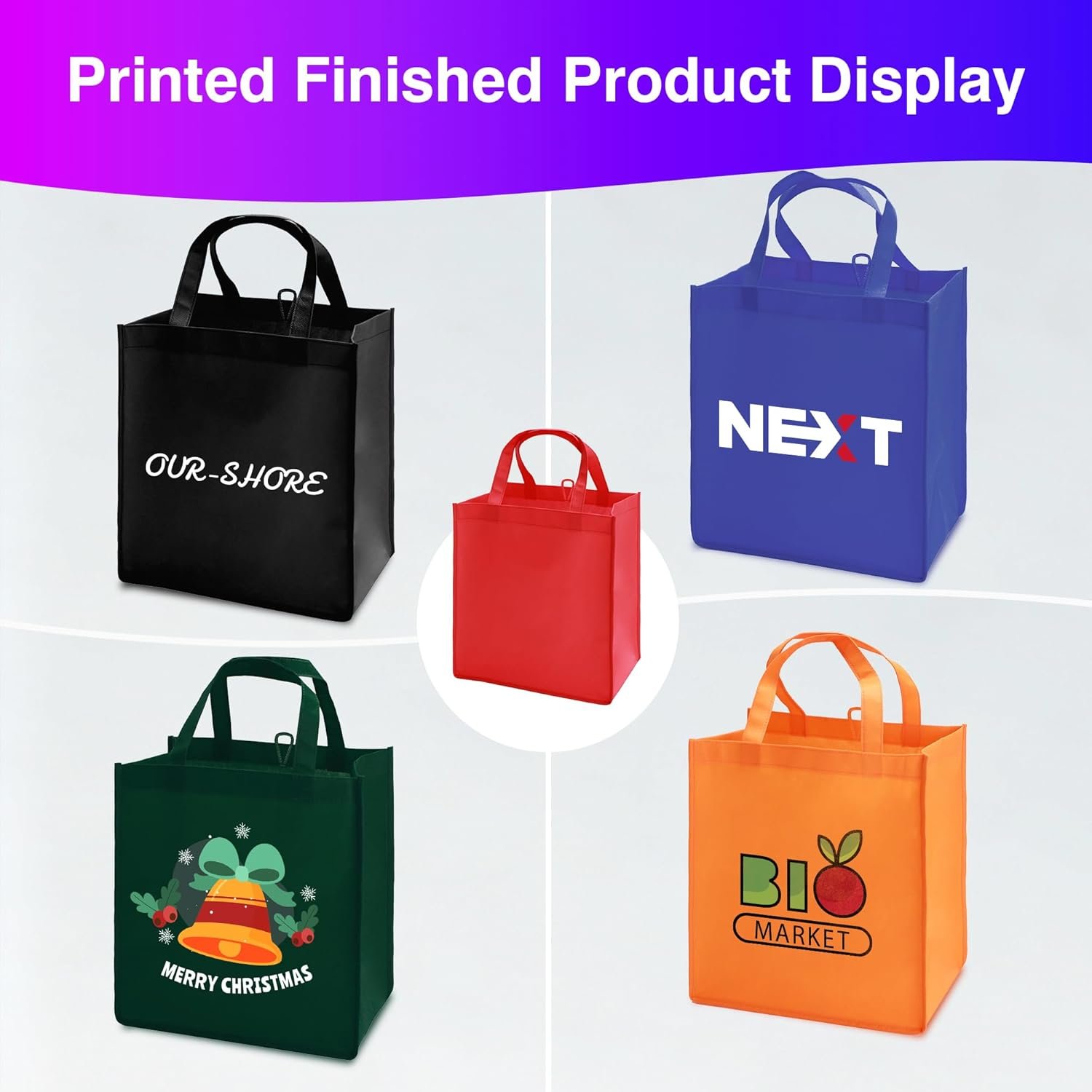 Marchio Bianco Borse Tote Personalizzate Confezione 100/200 con Logo Personalizzato Borse Spesa Bulk Riutilizzabili Manici Resistenti all'Acqua per Promozioni Branding Fiere del Produttore