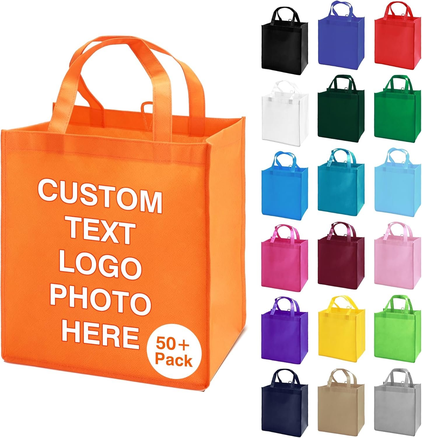 Marchio Bianco Borse Tote Personalizzate Confezione 100/200 con Logo Personalizzato Borse Spesa Bulk Riutilizzabili Manici Resistenti all'Acqua per Promozioni Branding Fiere del Produttore