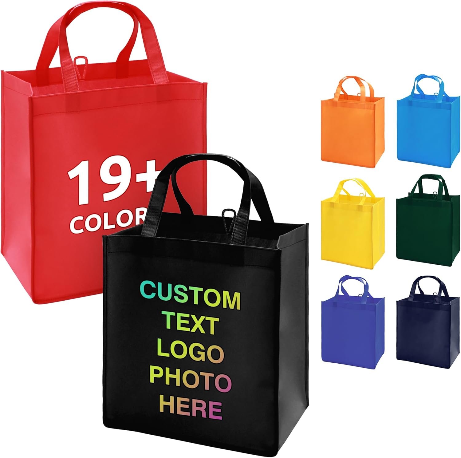 Marchio Bianco Borse Tote Personalizzate Confezione 100/200 con Logo Personalizzato Borse Spesa Bulk Riutilizzabili Manici Resistenti all'Acqua per Promozioni Branding Fiere del Produttore