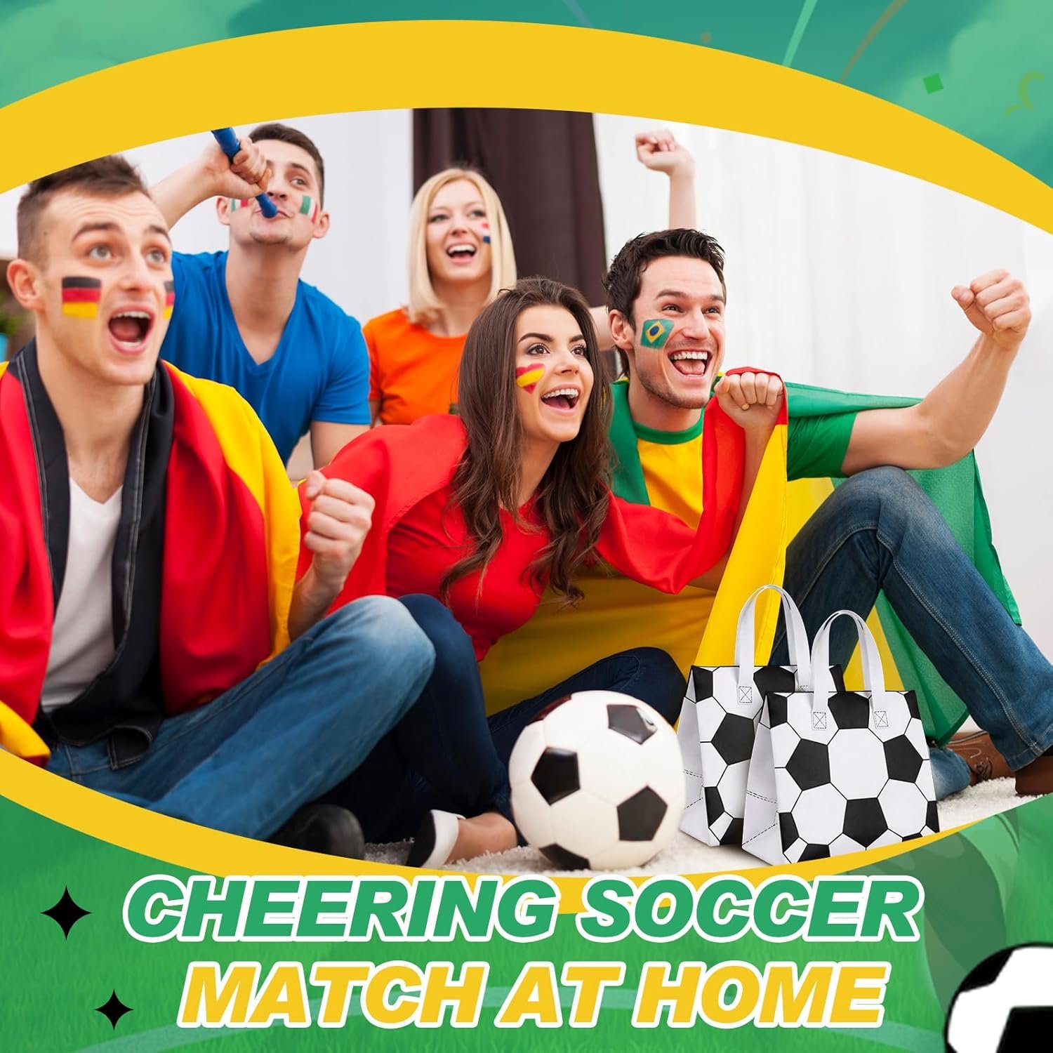 Logo Personalizzato 50 Pezzi Borse Termiche Isolate a Tema Calcio per Consegne Cibo Pizza Biscotti Alimenti Caldi Freddi, Marchio Bianco Tote Asporto Senior Night Festa Sportiva, Produttore 24 x 24 x 15 cm