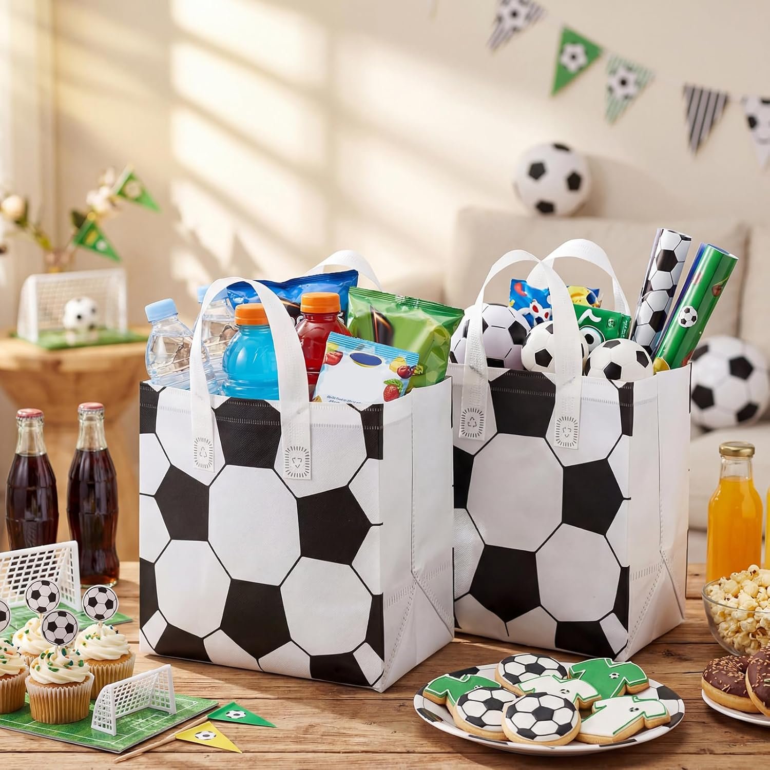 Logo Personalizzato 50 Pezzi Borse Termiche Isolate a Tema Calcio per Consegne Cibo Pizza Biscotti Alimenti Caldi Freddi, Marchio Bianco Tote Asporto Senior Night Festa Sportiva, Produttore 24 x 24 x 15 cm