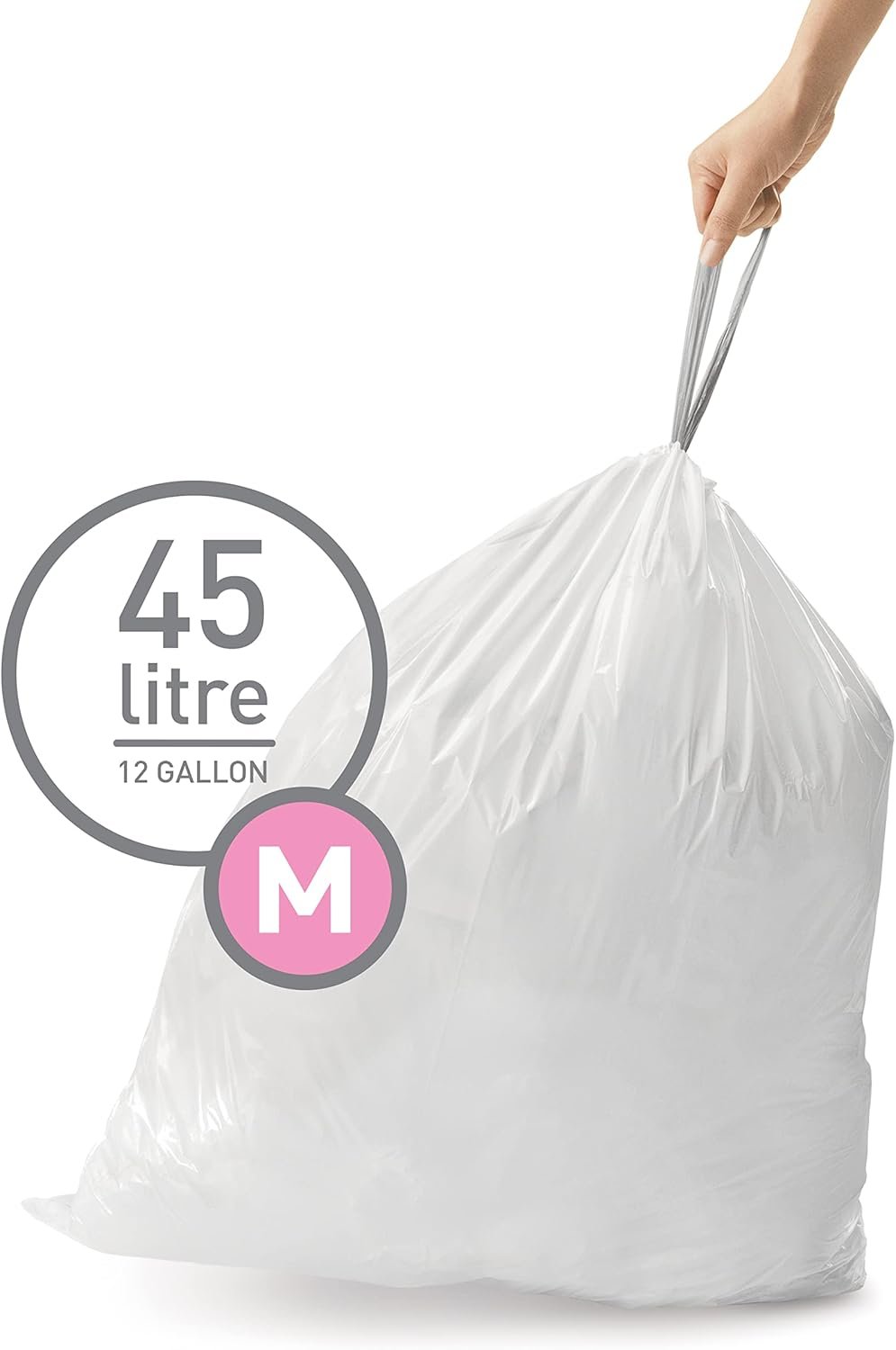 Logo Personalizzato Sacchi per l'Immondizia con Cordoncino Codice M 100 Pezzi Confezione Dispenser Adattabili Marchio Bianco 45 Litri / 11.9 Galloni Bianchi Fornitore