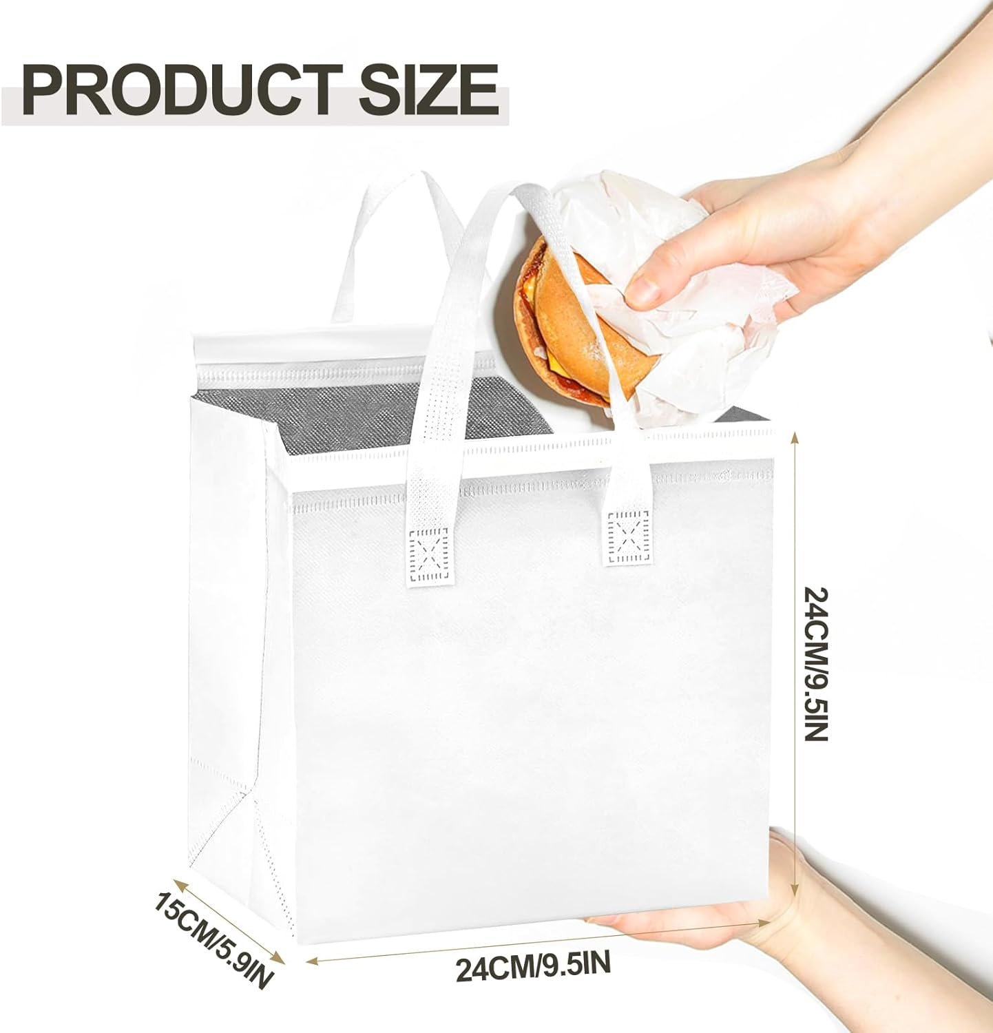 Borse a Marchio Bianco Termiche Isolate per Asporto 120 Pz all'Ingrosso per Cibi Caldi Freddi Caffè Tè BBQ Catering Ristoranti Picnic con Logo Personalizzato Produttore Diretto