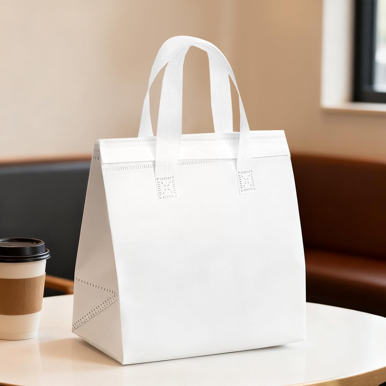 Borse a Marchio Bianco Termiche Isolate per Asporto 120 Pz all'Ingrosso per Cibi Caldi Freddi Caffè Tè BBQ Catering Ristoranti Picnic con Logo Personalizzato Produttore Diretto