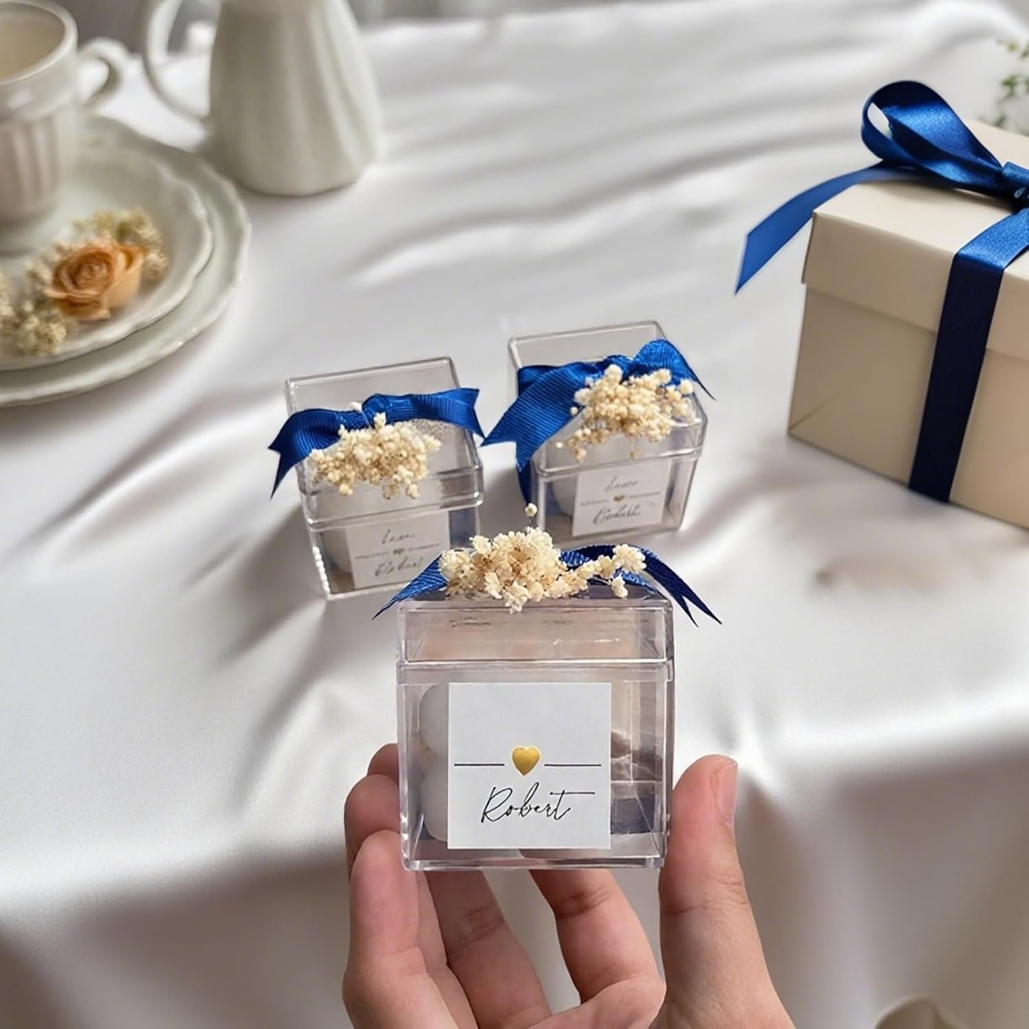 Produttore Scatole in Acrilico Trasparenti con Coperchio Logo Personalizzato Confezione da 36 Cubi Quadrati 2''x2''x2''/5x5x5 cm per Caramelle Oggettini Gioielli Bomboniere Marchio Bianco