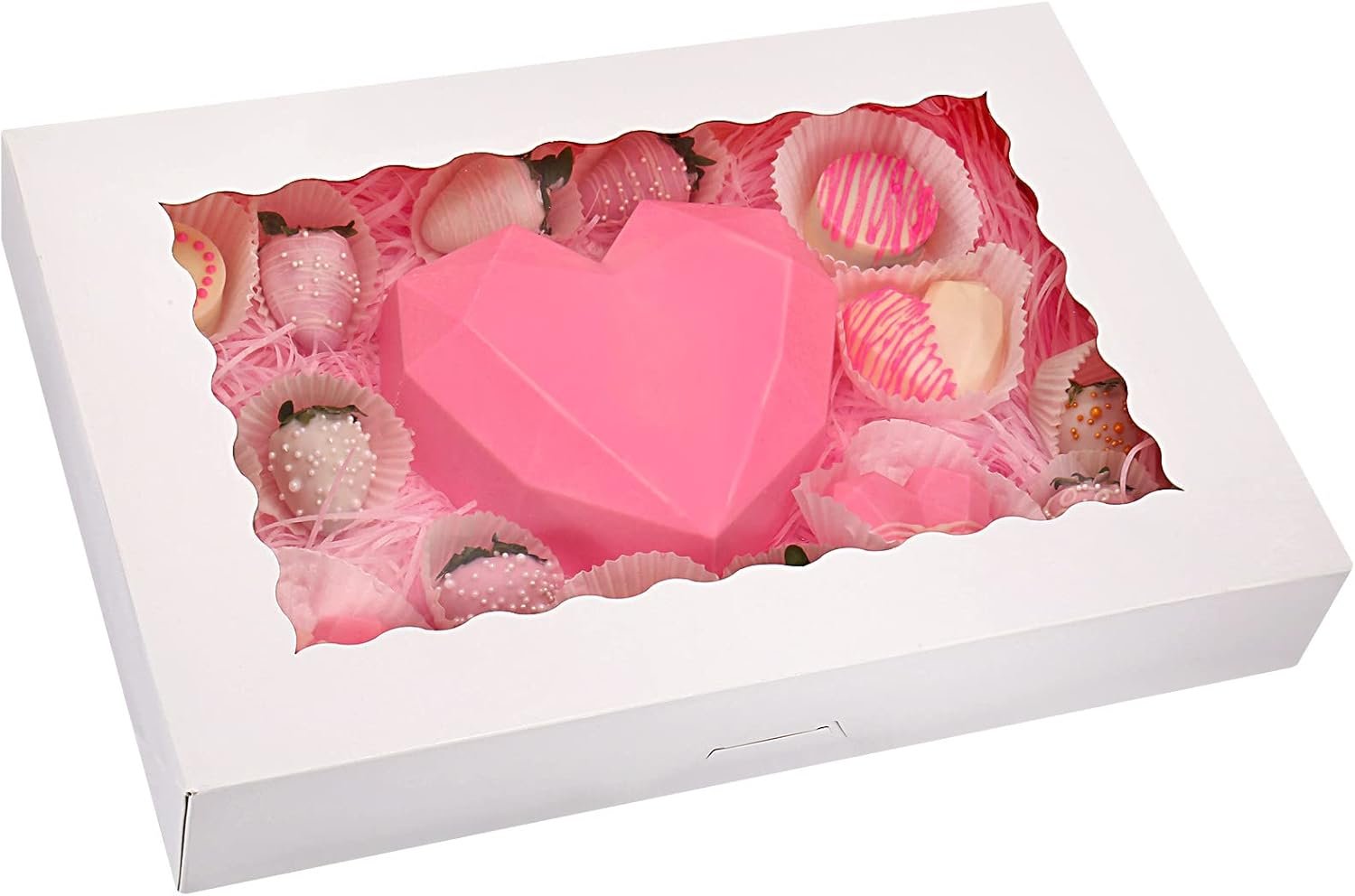 Logo Personalizzato Confezione da 20 Scatole da Pasticceria 16" x 11" x 2.5" con Finestra Pop-Up Automatiche per 12 Donuts Marchio Bianco per Biscotti Pasticcini (Bianco) Fornitore
