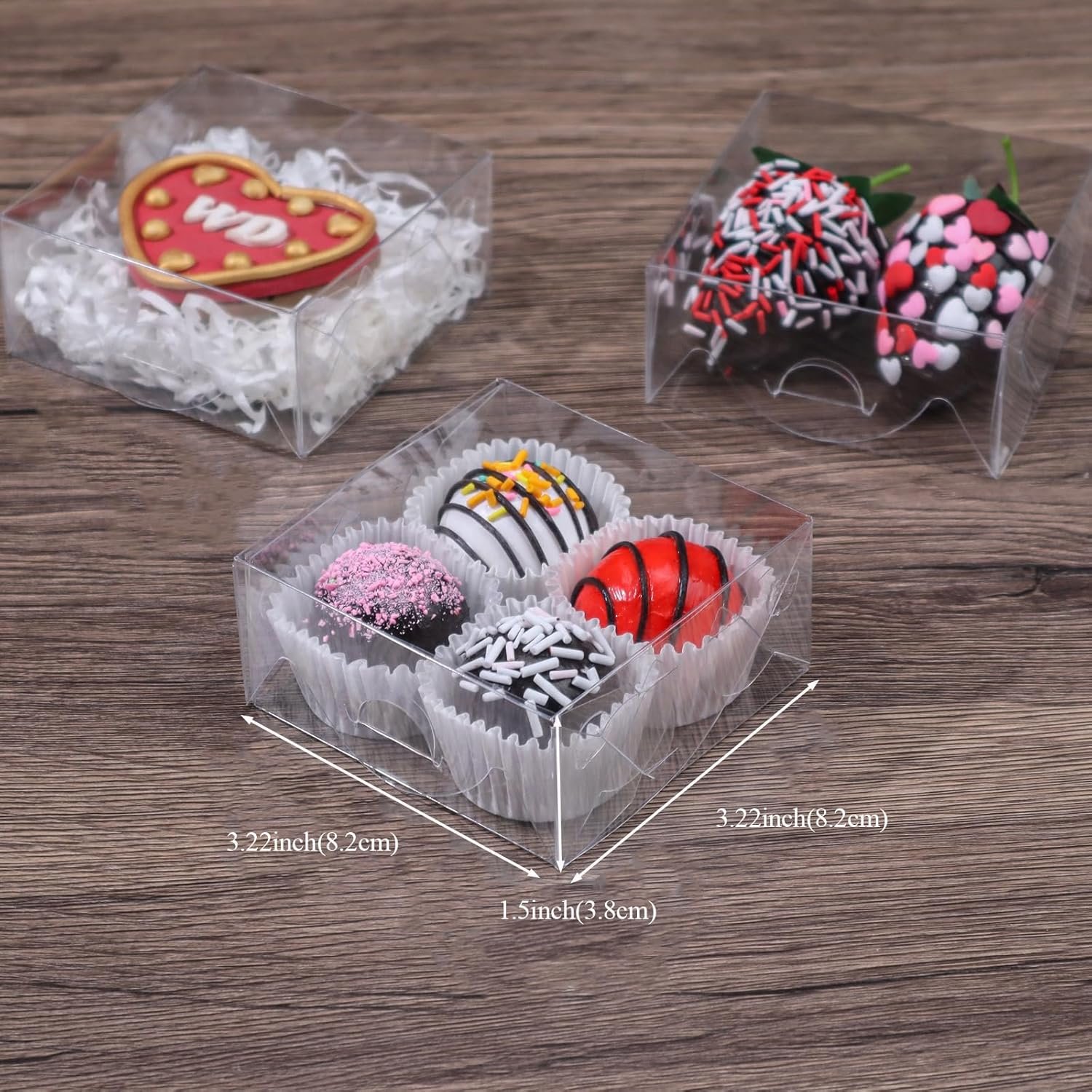 Logo Personalizzato Confezione da 50 Scatole Trasparenti per Tartufi di Cioccolato a Marchio Bianco (3¼x3¼x1½ Pollici) - Adatte per Biscotti Sapone Macaron dal Fornitore