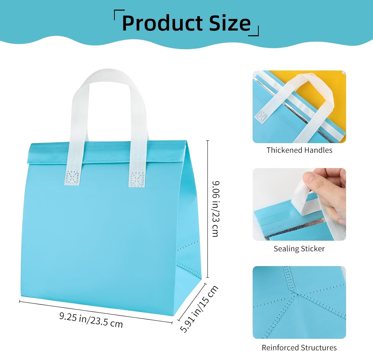 Fornitore Borse Termiche Monouso per Asporto 25pz 9.2 x 9 x 5.9 in con Logo Personalizzato Isolate Pranzo per Cibi Caldi Freddi Caffè Tè al Latte Food Delivery Catering Ristoranti Negozi Alimentari Marchio Bianco 5 Colori