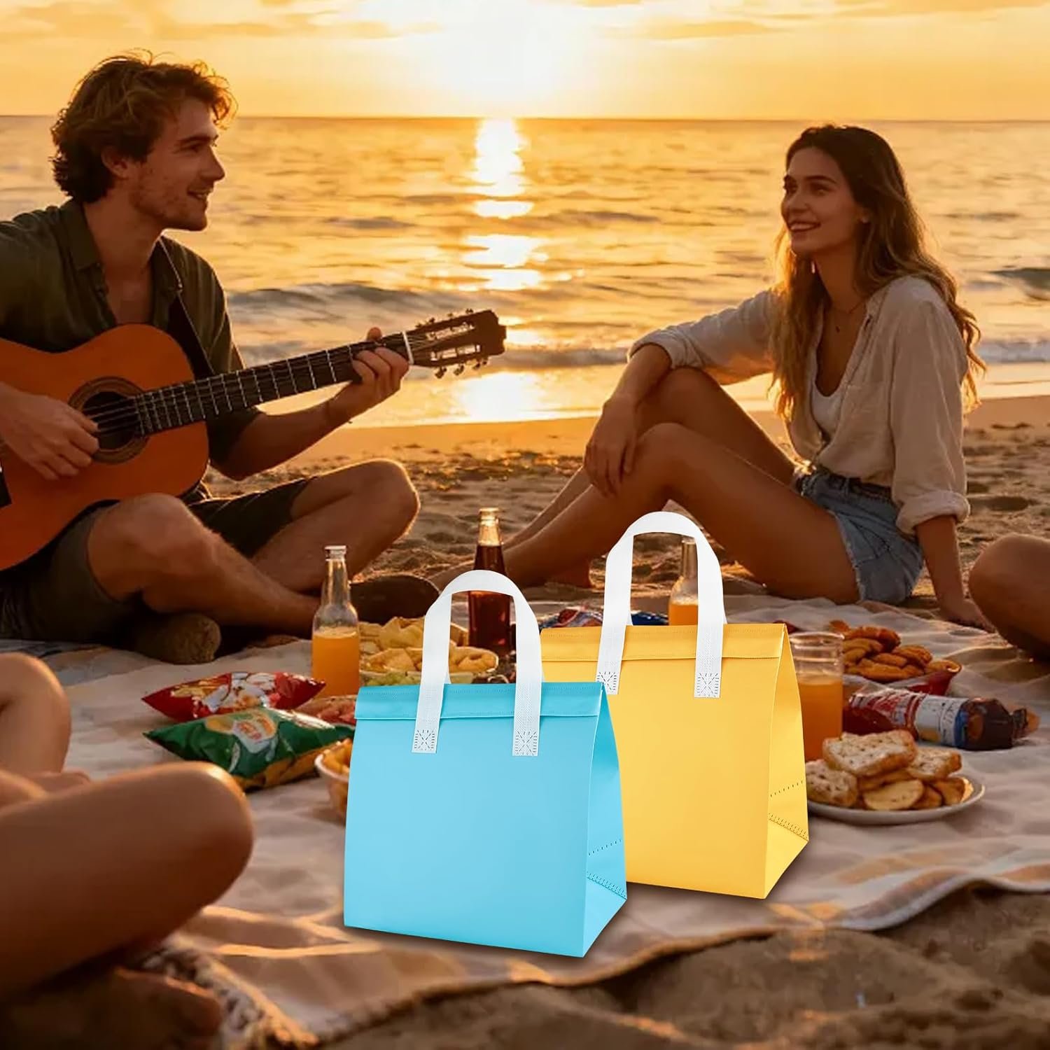 Fornitore Borse Termiche Monouso per Asporto 25pz 9.2 x 9 x 5.9 in con Logo Personalizzato Isolate Pranzo per Cibi Caldi Freddi Caffè Tè al Latte Food Delivery Catering Ristoranti Negozi Alimentari Marchio Bianco 5 Colori