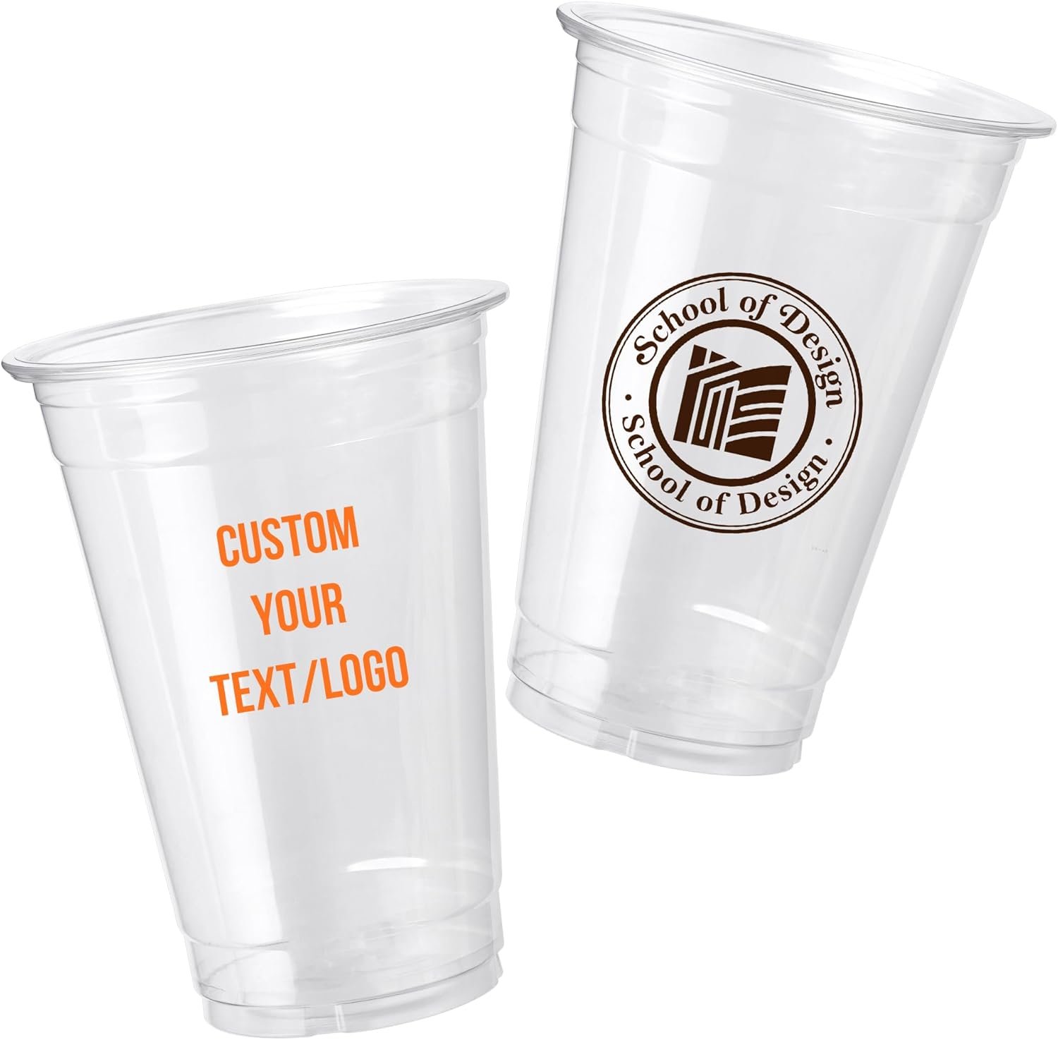 Logo Personalizzato Bicchieri Plastica Trasparenti 12/16oz 100 Pezzi da Produttore Marchio Bianco per Eventi Feste Nozze Aziendali