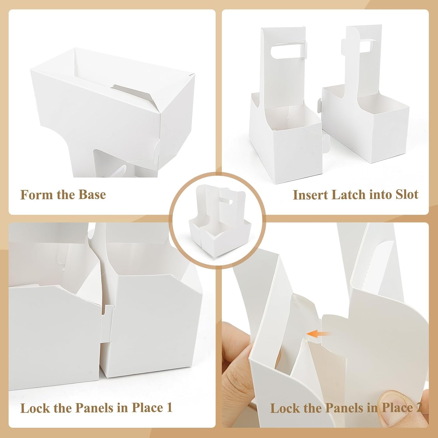 Marchio Bianco Portatazze Monouso per 2 Tazze con Maniglia in Cartone Bianco per Asporto con Logo Personalizzato dal Fornitore (30 pz)