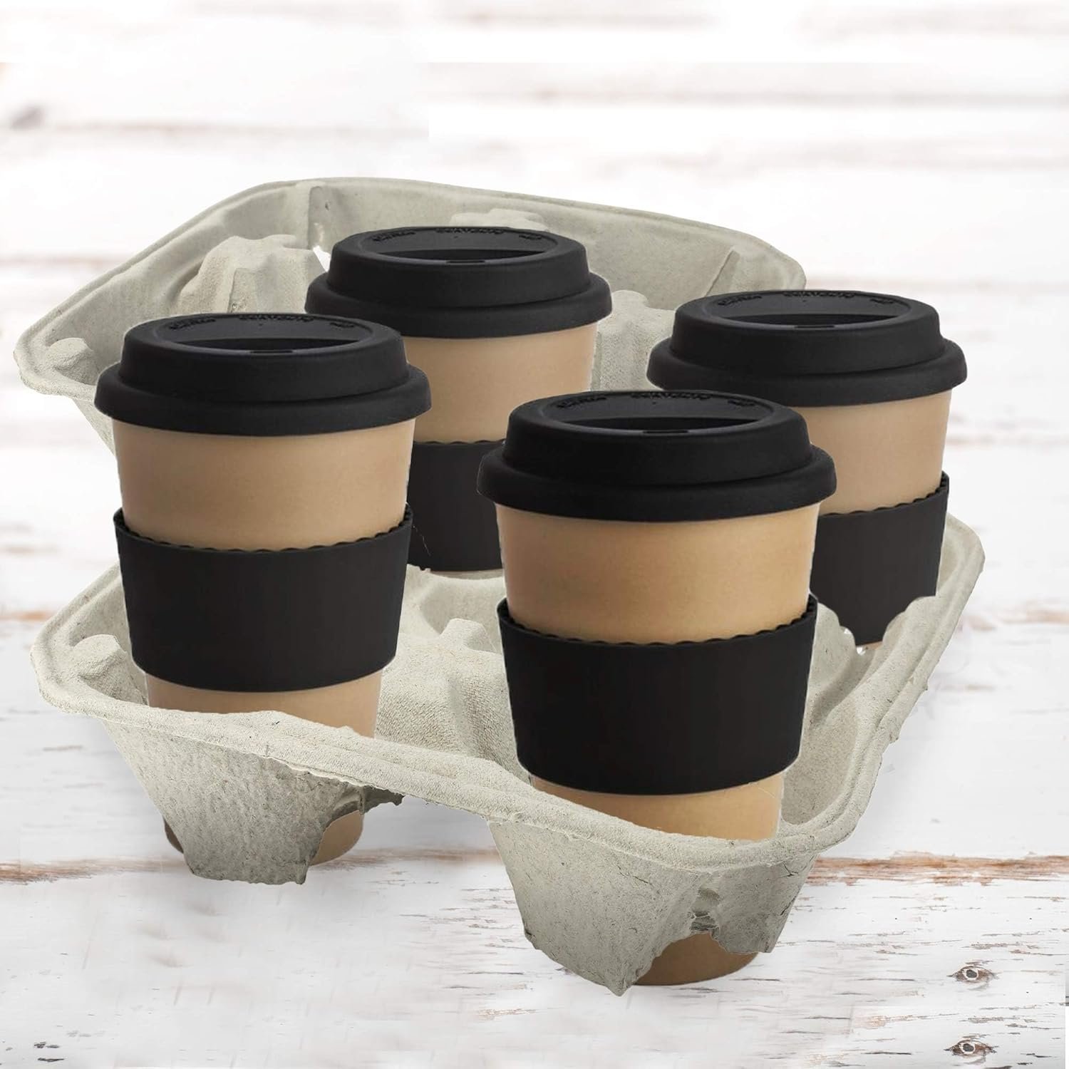 Produttore Portabevande 4 Tazze Fibra Cellulosa 8-32 oz con Logo Personalizzato per Consegne Marchio Bianco Confezione da 25