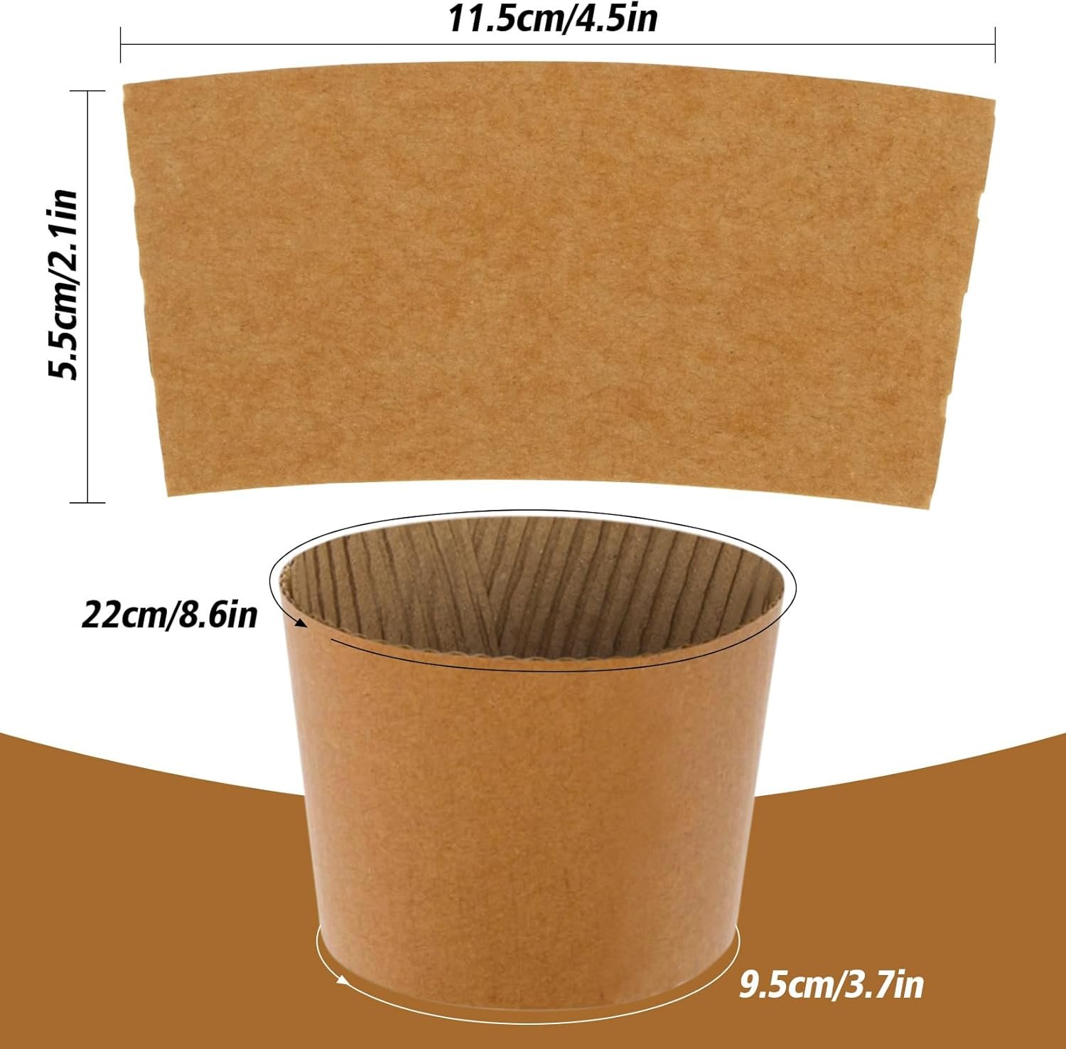 Fabbrica Portatazza Caffè 50 pz Carta Ondulata Monouso Isolanti per Bevande Calde Fredde 12-20oz con Logo Personalizzato Marchio Bianco
