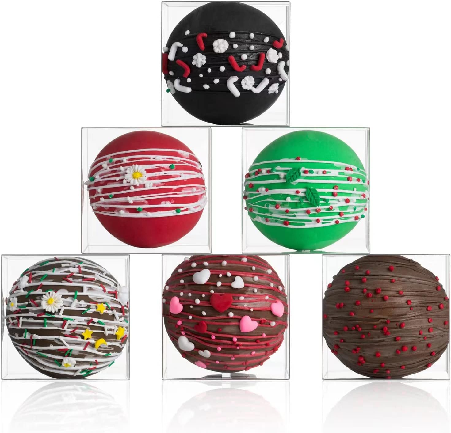 Marchio Bianco Confezione da 100 Scatole in Plastica Trasparente 3x3x3 Pollici con Logo Personalizzato per Bombe di Cioccolato Caldo Pasticcini e Biscotti dal Produttore
