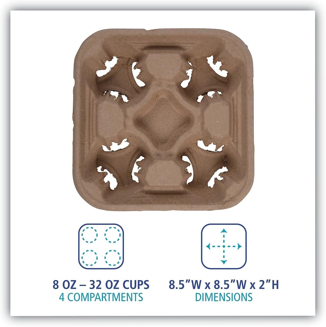 Marchio Bianco Vassoio Portatazza per 4 Bicchieri da 8-32 oz Carta Kraft con Logo Personalizzato dal Fornitore (300/Cartone) Marchio Bianco Vassoio Portatazza per 4 Bicchieri da 8-32 oz Carta Kraft con Logo Personalizzato dal Fornitore (300/Cartone)