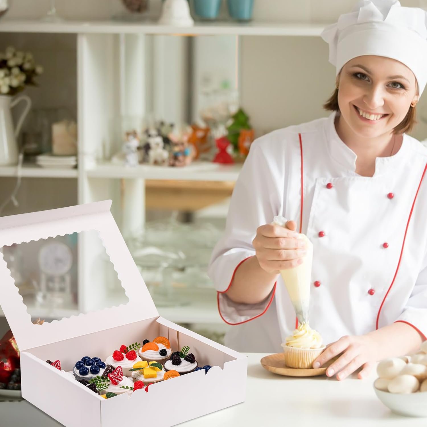 Produttore Scatole per Cupcake 6PCS con Logo Personalizzato - Contenitori con Finestra per 12 Cupcake Grado Alimentare Facili da Trasportare e Presentare per Marchio Bianco