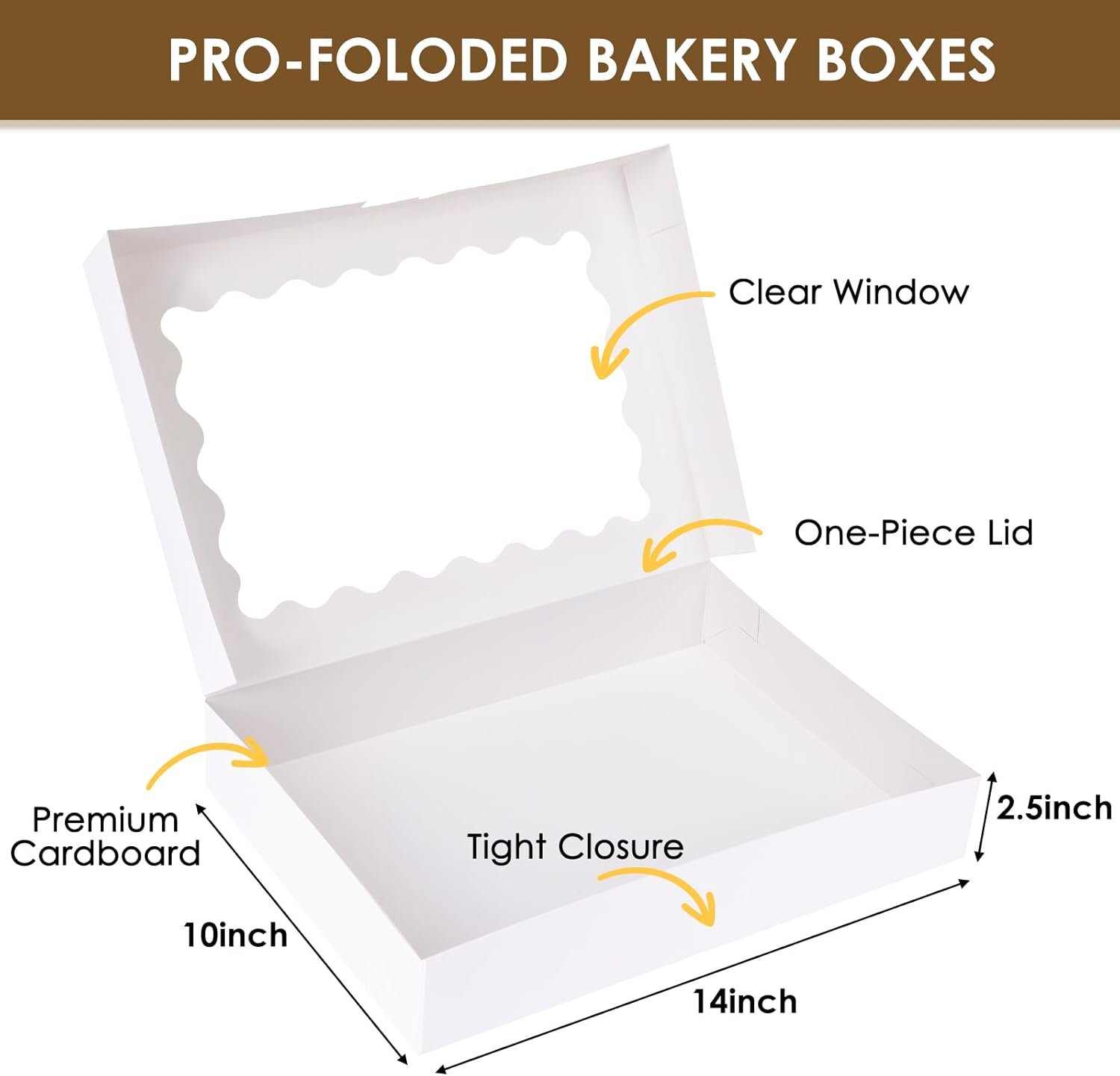 Logo Personalizzato Scatole per Pasticceria Bianche 24 pz 14x10x2.5 Inch con Finestra Marchio Bianco per Fragole Ricoperte di Cioccolato Donuts Torte Muffins e Pasticcini dal Fornitore