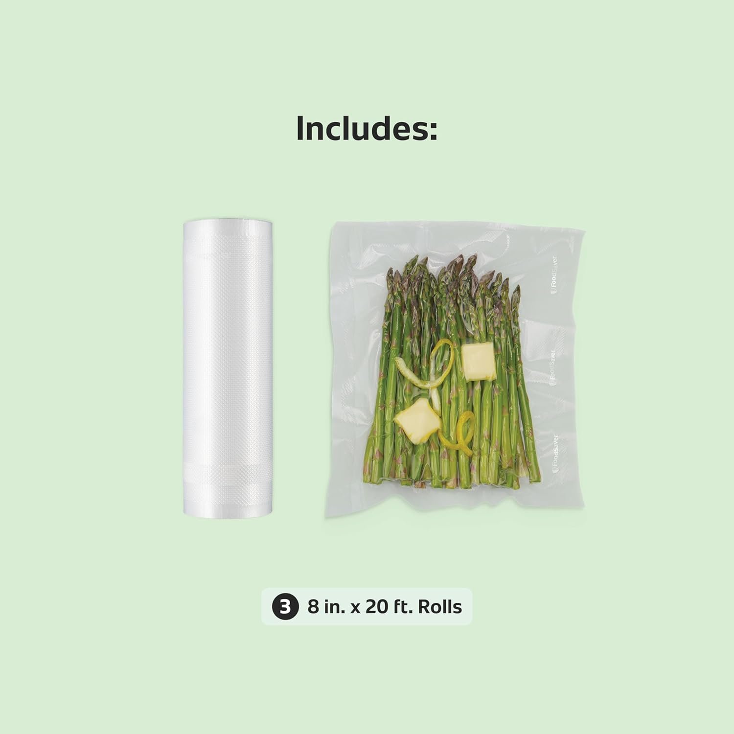Fornitore Sacchetti Sottovuoto Ermetici Custom Fit per Conservazione Alimenti e Sous Vide 8 x 20' Pacco da 3 con Logo Personalizzato per Marchio Bianco