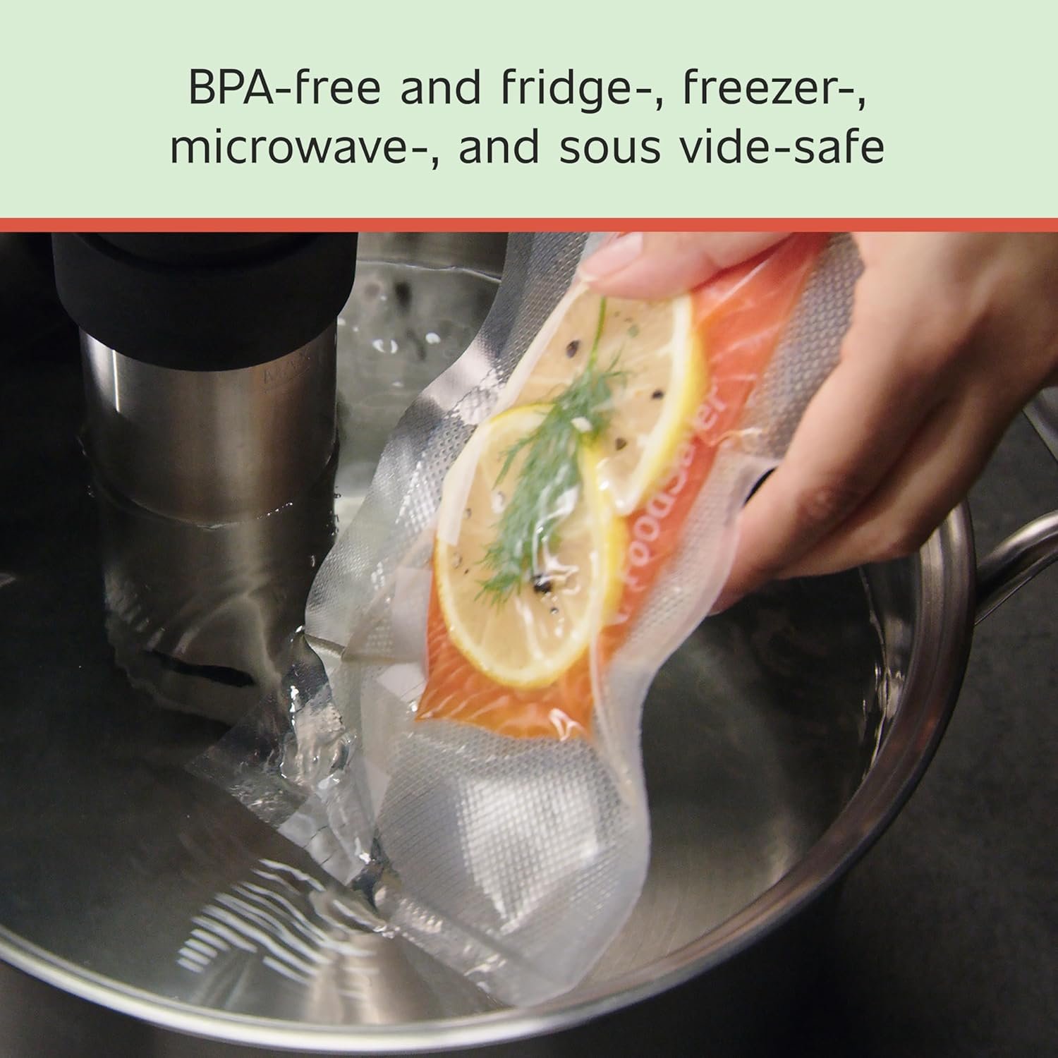 Fornitore Sacchetti Sottovuoto Ermetici Custom Fit per Conservazione Alimenti e Sous Vide 8 x 20' Pacco da 3 con Logo Personalizzato per Marchio Bianco