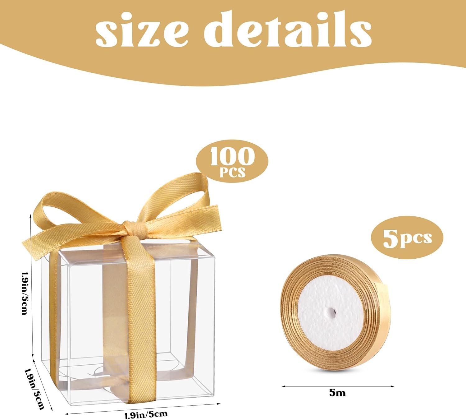 Produttore Scatole Bomboniere Trasparenti 2x2x2 Pollici con Nastri 50 pz Piccole in Plastica per Confetti Regali con Logo Personalizzato Matrimoni Baby Shower Compleanni Scuola Marchio Bianco