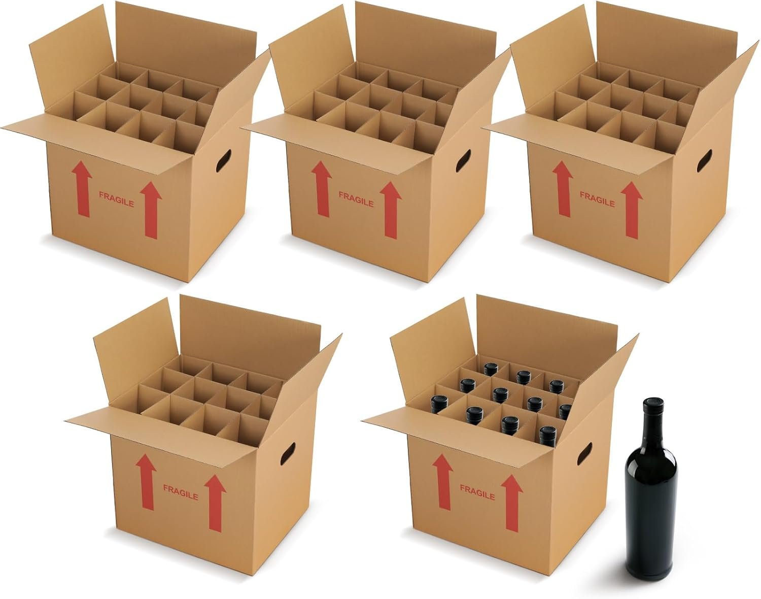 Logo Personalizzato confezione da 5 scatole trasloco bottiglie vino 14 x 12 x 13 pollici cartone ondulato per 12 bottiglie spedizione storage cucina con cartone rinforzato maniglie marchio bianco fornitore