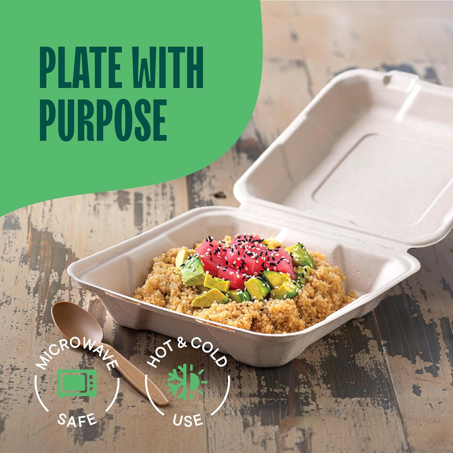 Contenitori da asporto a conchiglia con Logo Personalizzato 100% compostabili [8x8