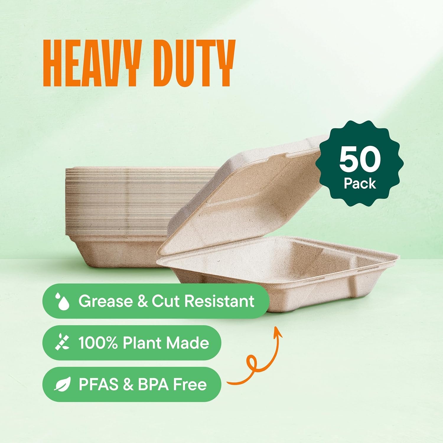 Contenitori da asporto a conchiglia con Logo Personalizzato 100% compostabili [8x8
