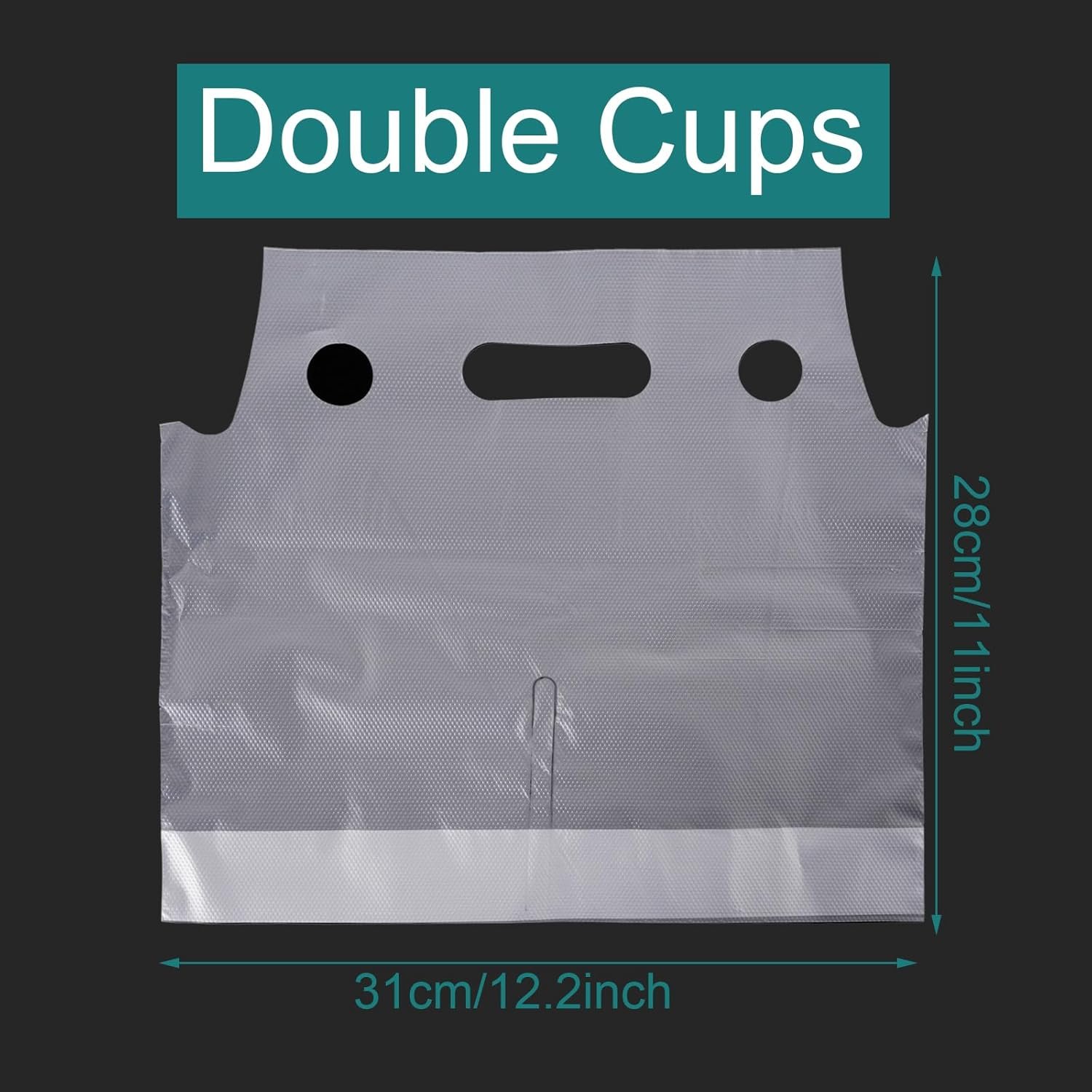 Logo Personalizzato Portabevande con Maniglia per 2 Bicchieri Sacchetti Trasparenti Plastica per Consegne Asporto Caffè Succo Latte Tè Marchio Bianco 1000 Pezzi 11 x 12,2 Pollici Fornitore