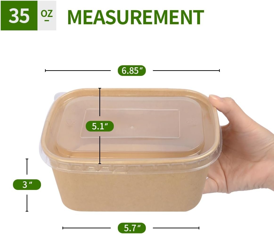 Produttore Confezione da 50 Contenitori per Alimenti in Carta da 35 oz con Coperchi con Logo Personalizzato Adatti al Microonde e al Freezer Marchio Bianco