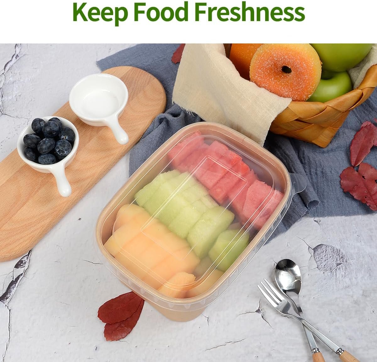 Produttore Confezione da 50 Contenitori per Alimenti in Carta da 35 oz con Coperchi con Logo Personalizzato Adatti al Microonde e al Freezer Marchio Bianco