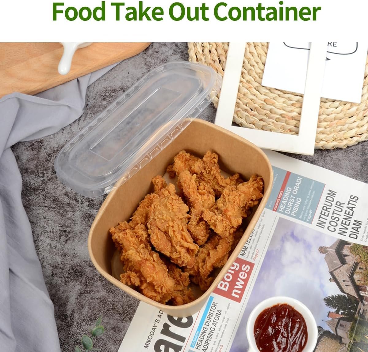 Produttore Confezione da 50 Contenitori per Alimenti in Carta da 35 oz con Coperchi con Logo Personalizzato Adatti al Microonde e al Freezer Marchio Bianco