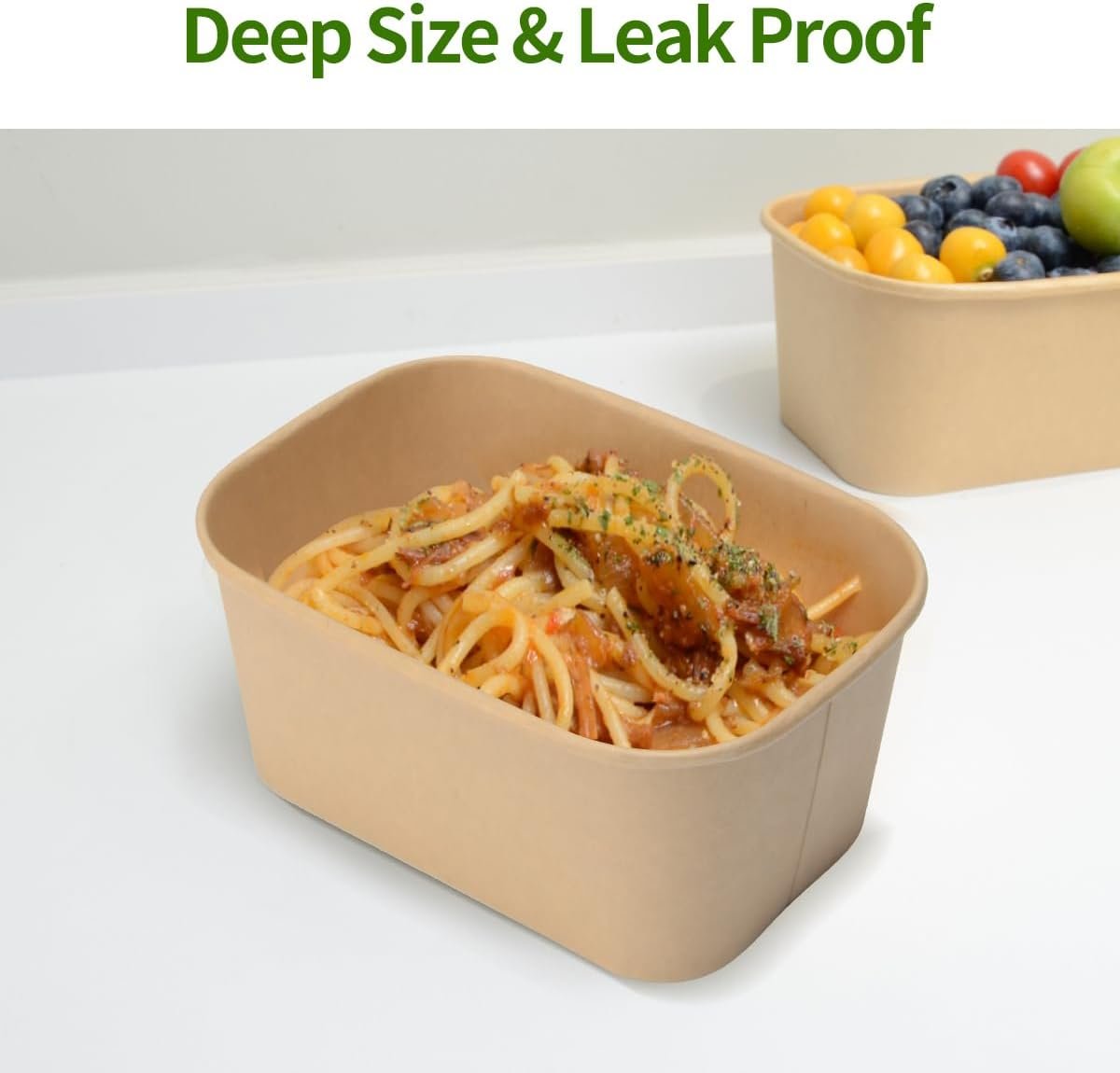 Produttore Confezione da 50 Contenitori per Alimenti in Carta da 35 oz con Coperchi con Logo Personalizzato Adatti al Microonde e al Freezer Marchio Bianco
