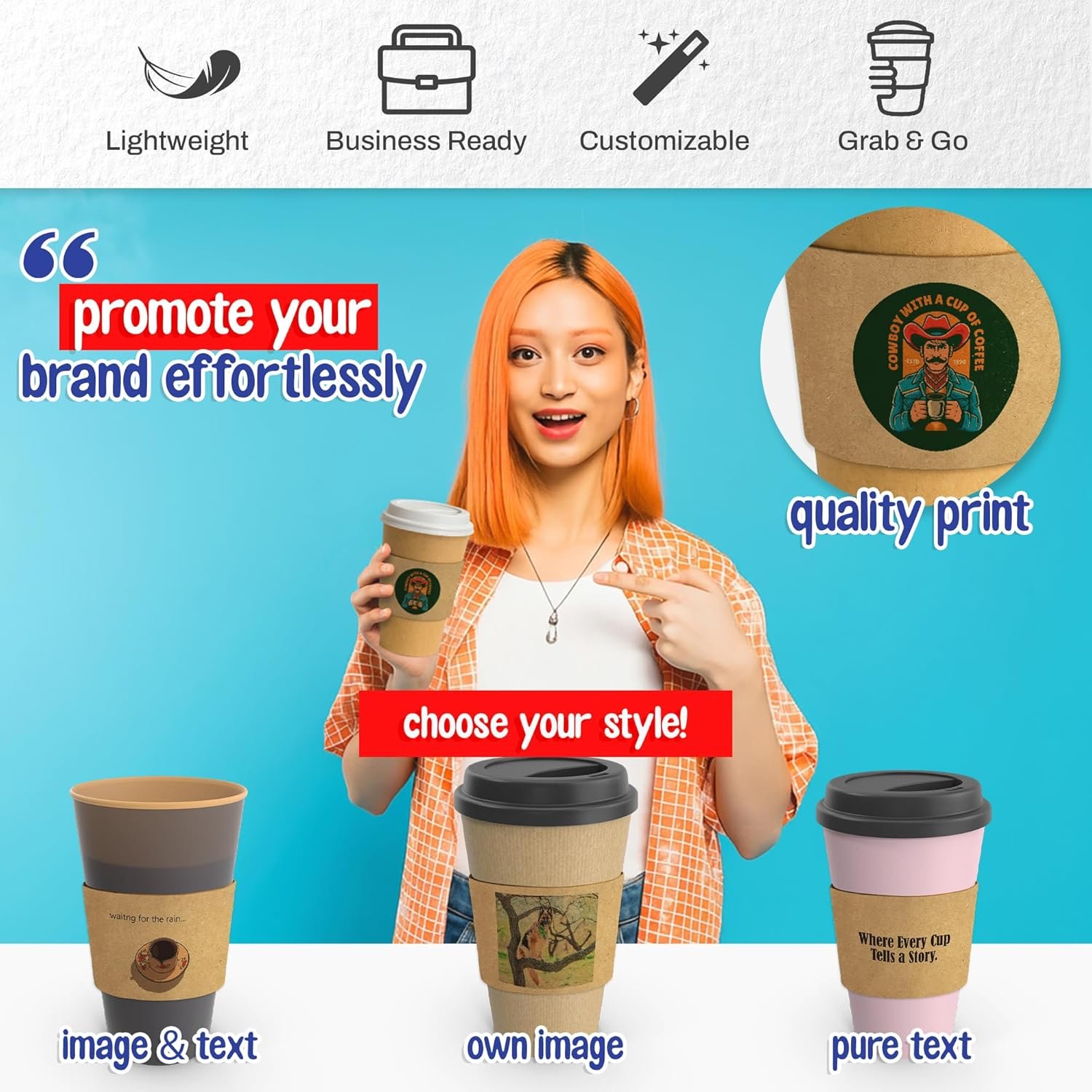 Logo Personalizzato Manicotti Cartone Ondulato per Tazze Caffè Caldo Monouso con Coperchi - Marchio Bianco - Dal Fornitore Confezione 25-100