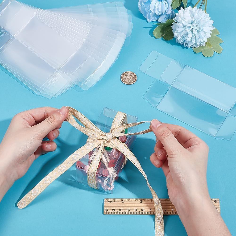 Marchio Bianco 40 Pezzi Scatole Trasparenti Rettangolari 10x5x5 cm PVC per Caramelle Cioccolato Bomboniere Matrimonio Festa con Logo Personalizzato Fornitore