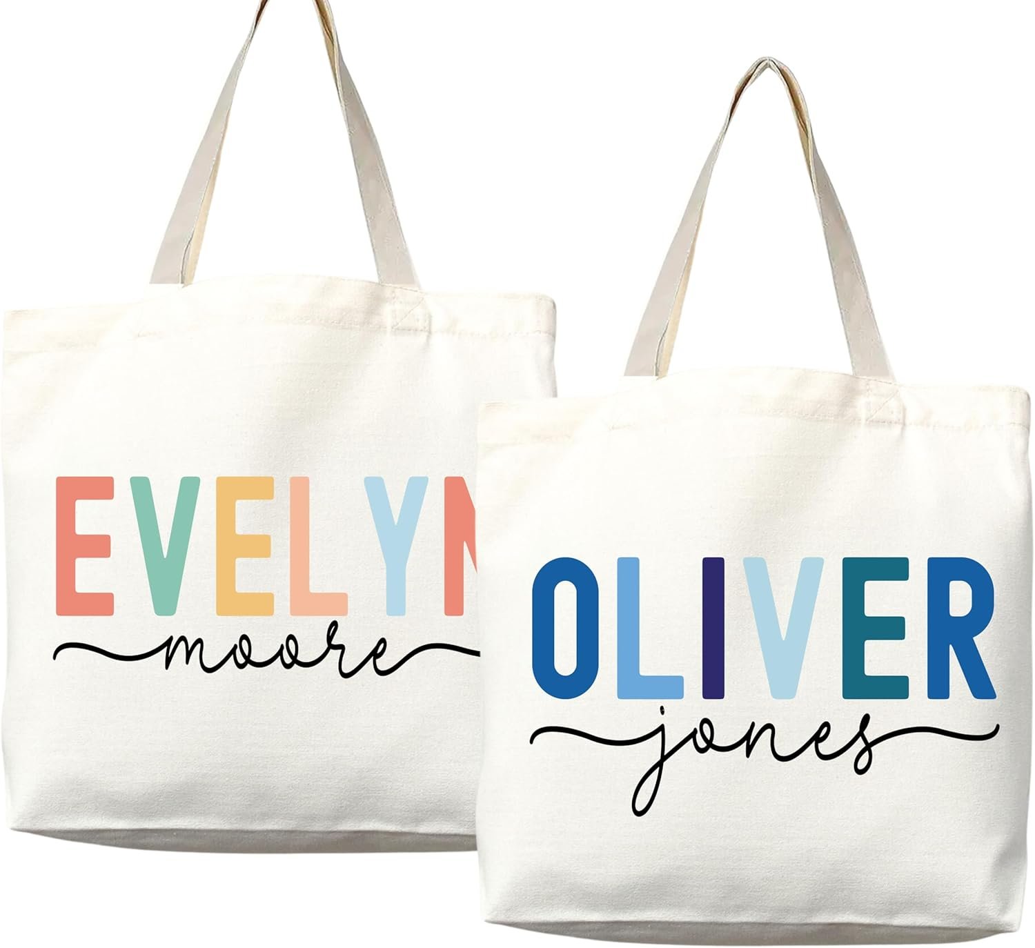 Fornitore Borsa Tote Personalizzata con Nome e Logo Personalizzato Tela Premium Riutilizzabile Marchio Bianco per Donne Damigelle Insegnanti Infermiere