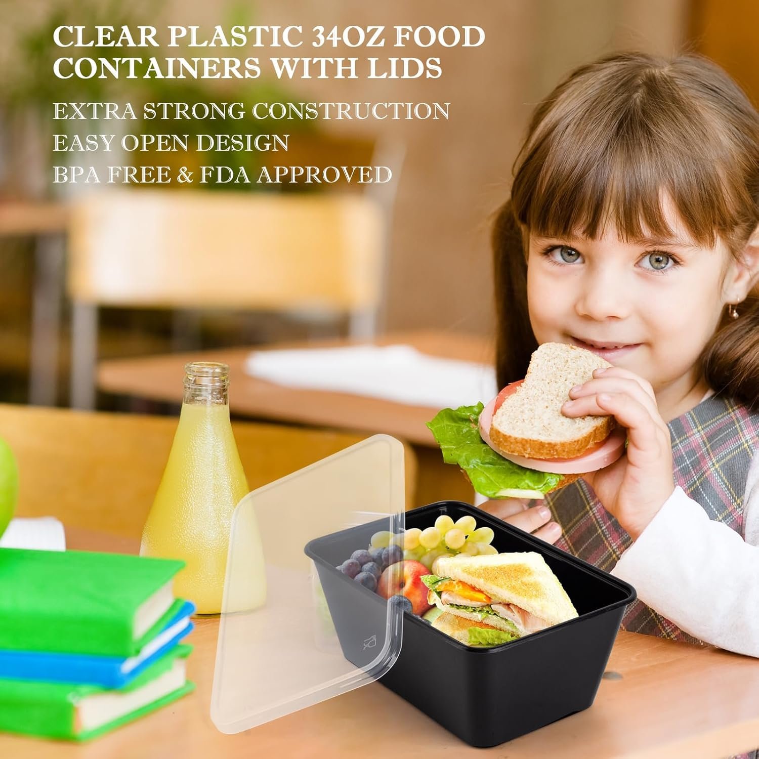 Contenitori Meal Prep con Logo Personalizzato 50 Pz 34oz 1000ml con Coperchi Riutilizzabili Monouso Asporto dal Fornitore Senza BPA Impilabili Adatti Microonde Congelatore Marchio Bianco